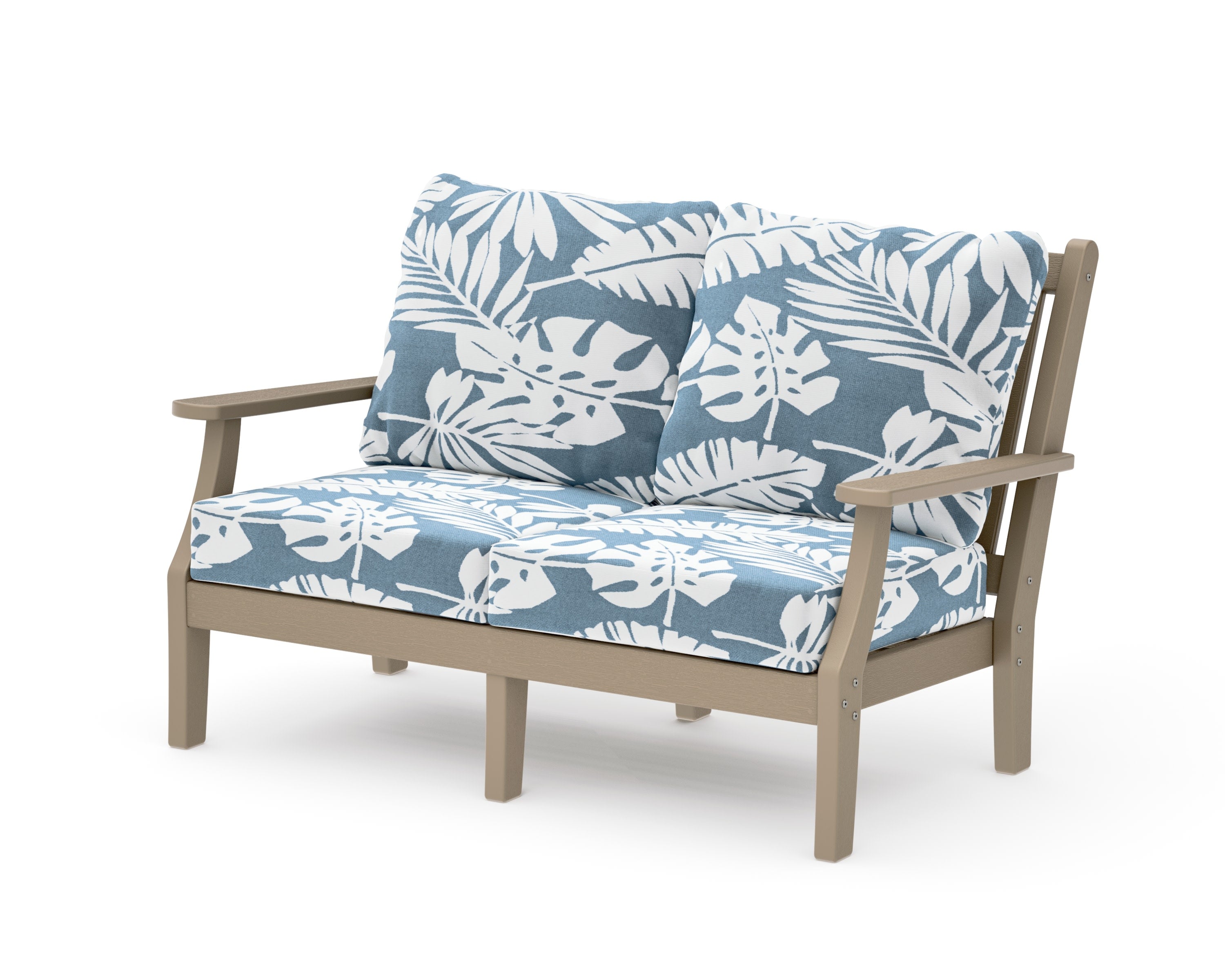 Wovendale Deep Seating Loveseat in Vintage Sahara / Leaf Sky Blue