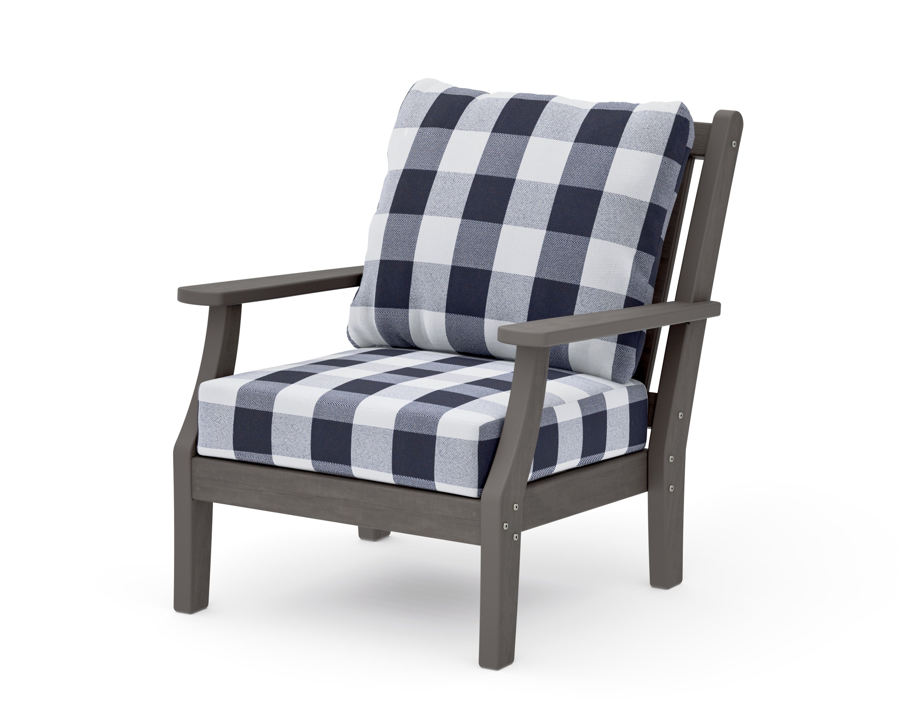 Wovendale Deep Seating Chair in Driftwood / Buffalo Plaid Navy