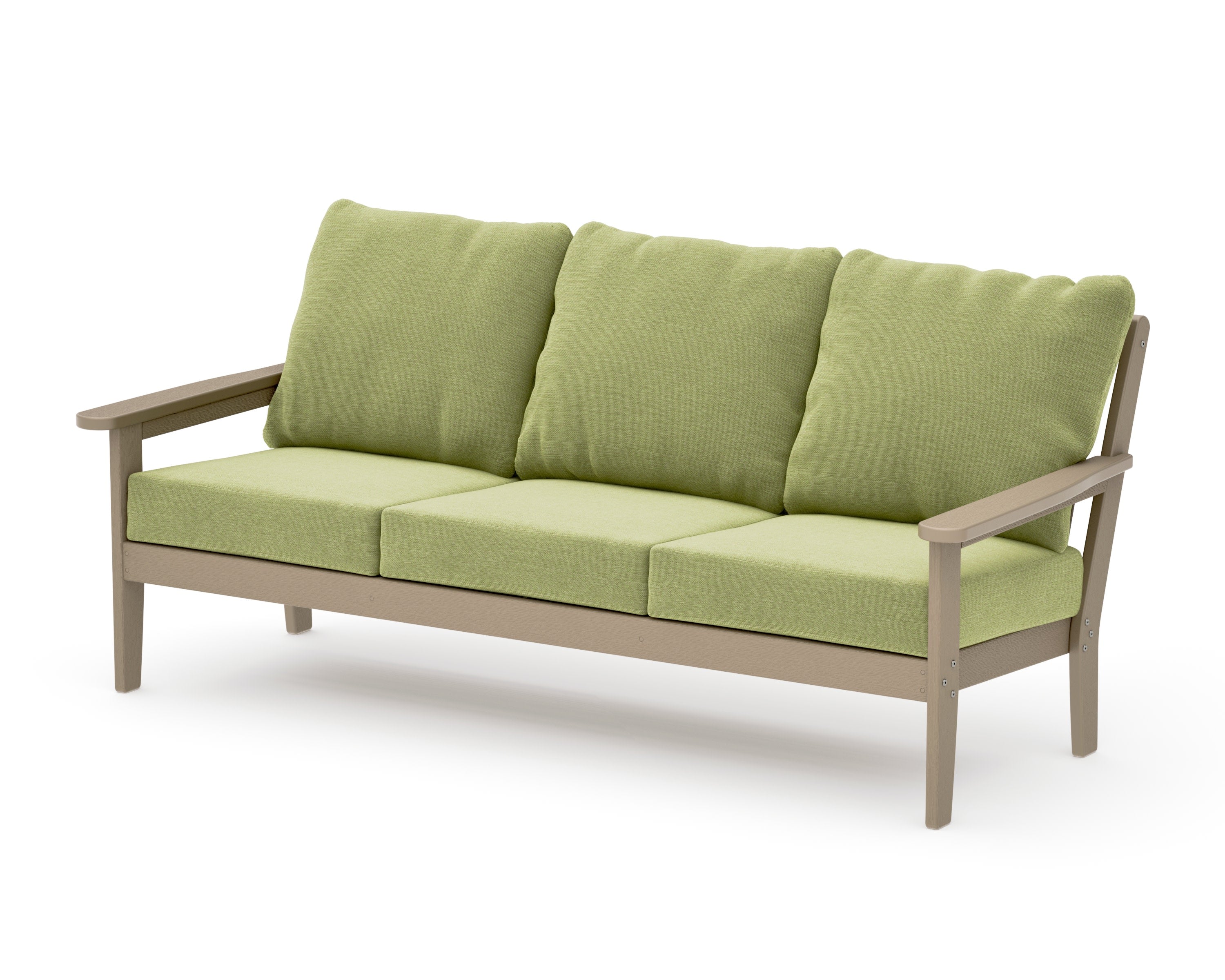 Cottage Deep Seating Sofa in Vintage Sahara / Chartreuse Boucle