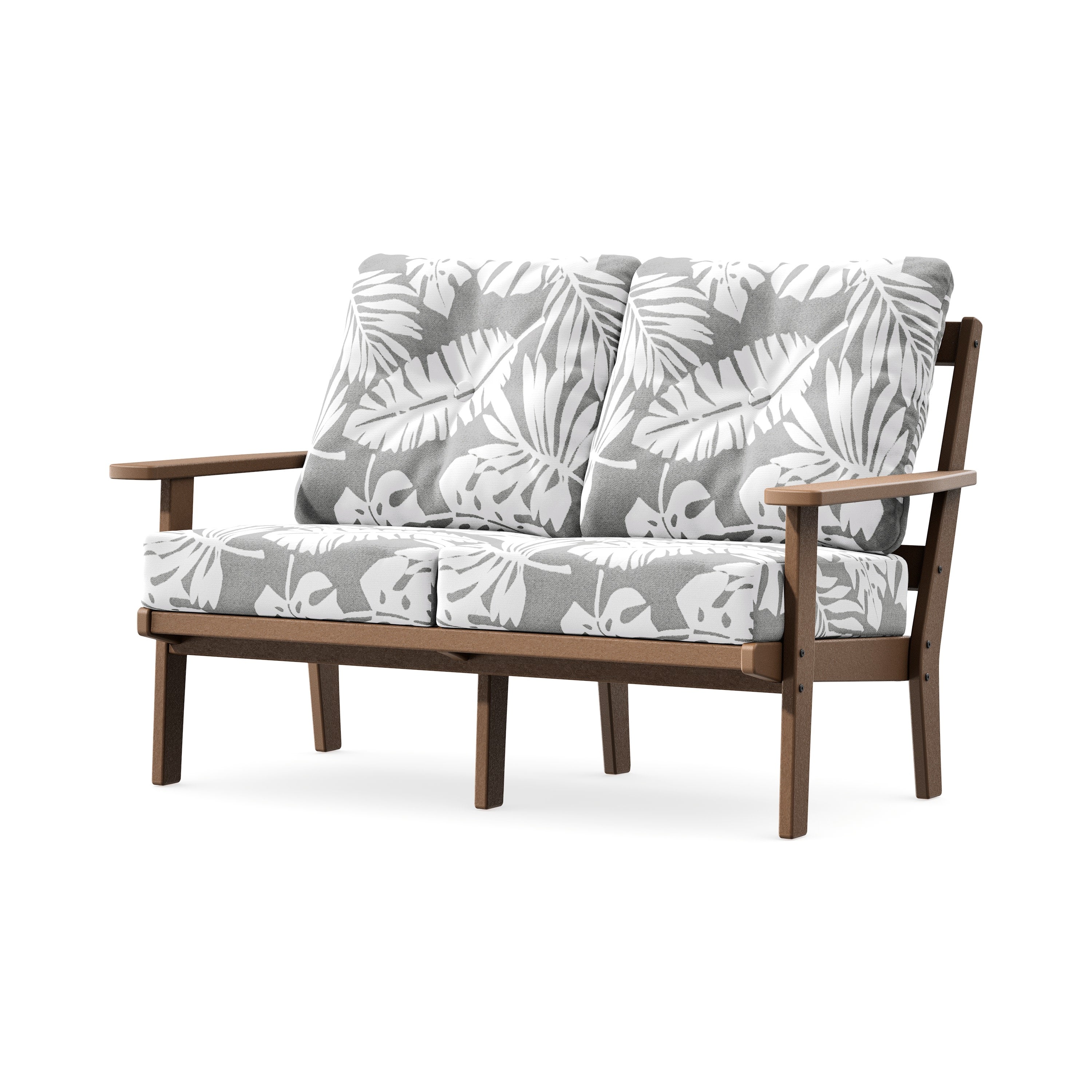 Prairie Deep SeatingLoveseat in Teak / Leaf Grey Mist