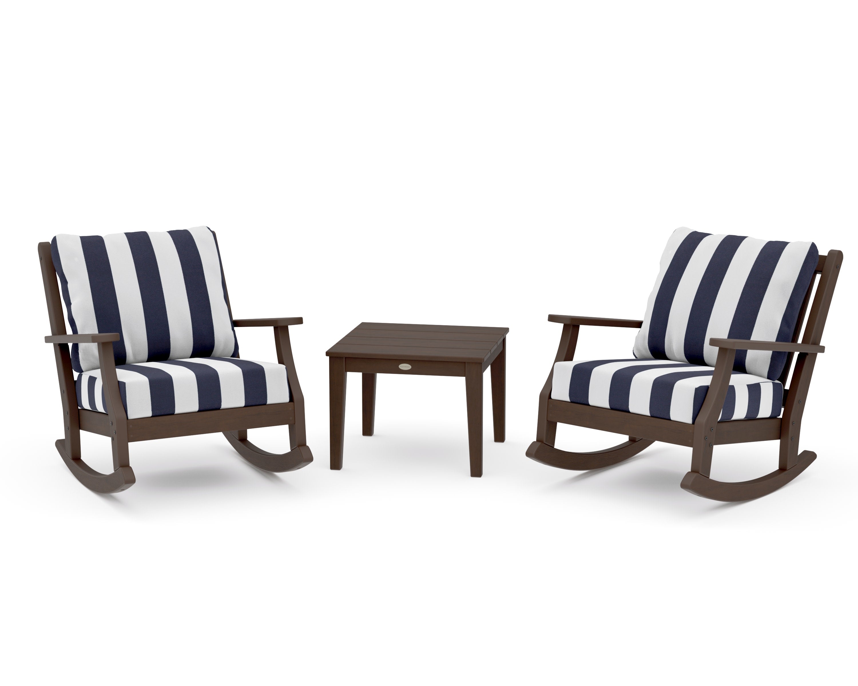 Wovendale 3-Piece Deep Seating Rocker Set in Kona / Cabana Stripe Navy