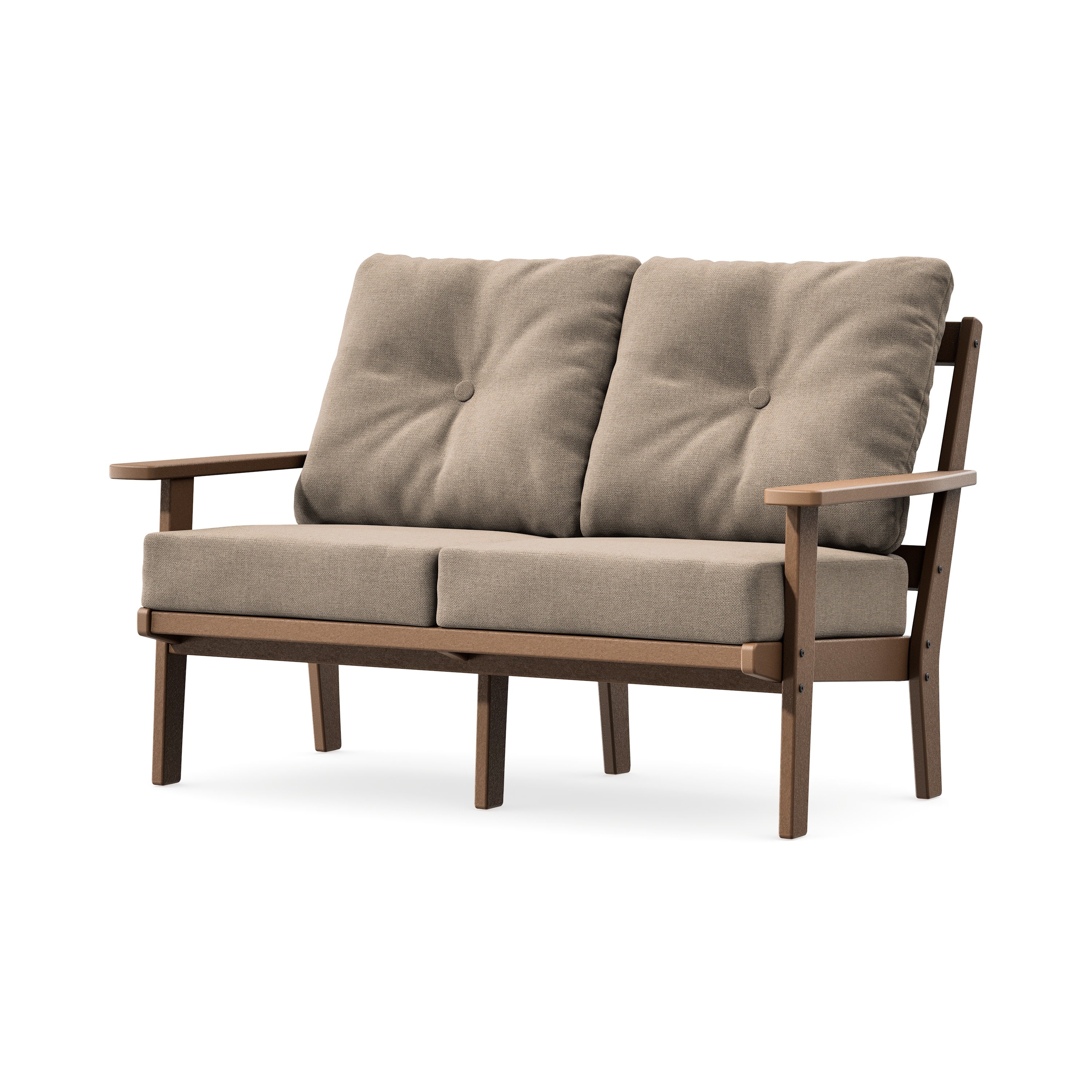 Prairie Deep SeatingLoveseat in Teak / Spiced Burlap