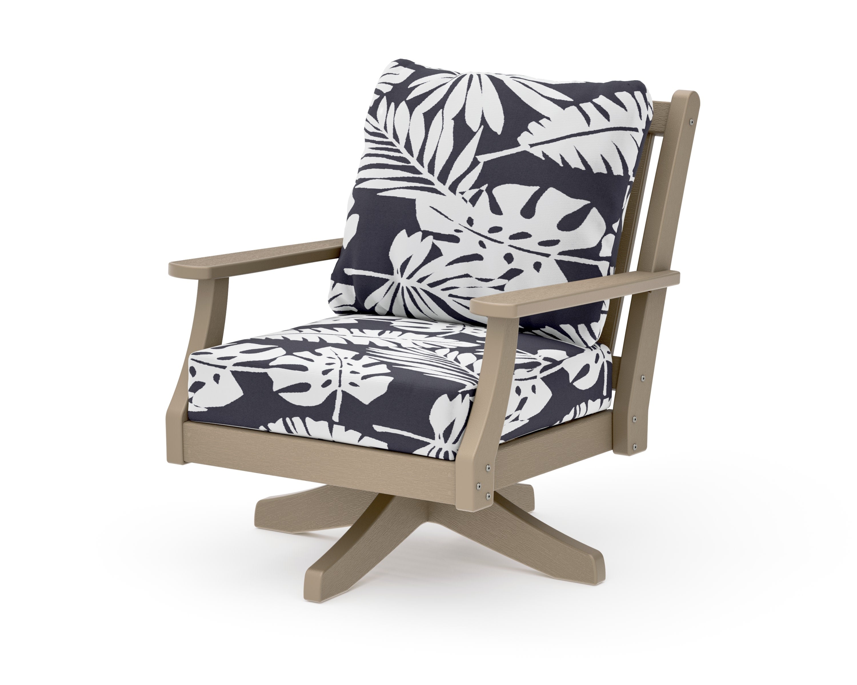 Wovendale Deep Seating Swivel Chair in Vintage Sahara / Leaf Navy
