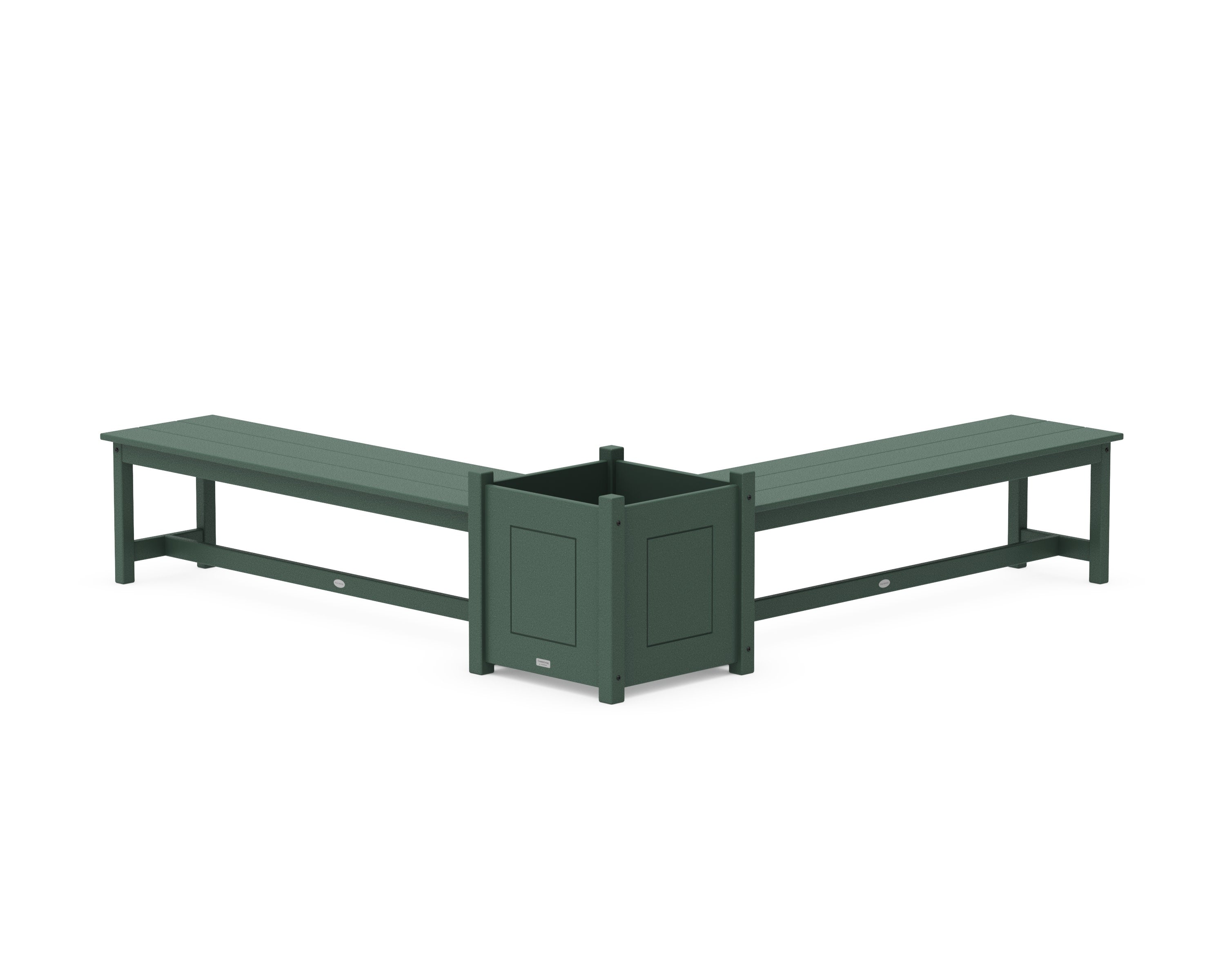 60" Country Living L- Shaped Planter Bench Set- Large in Green