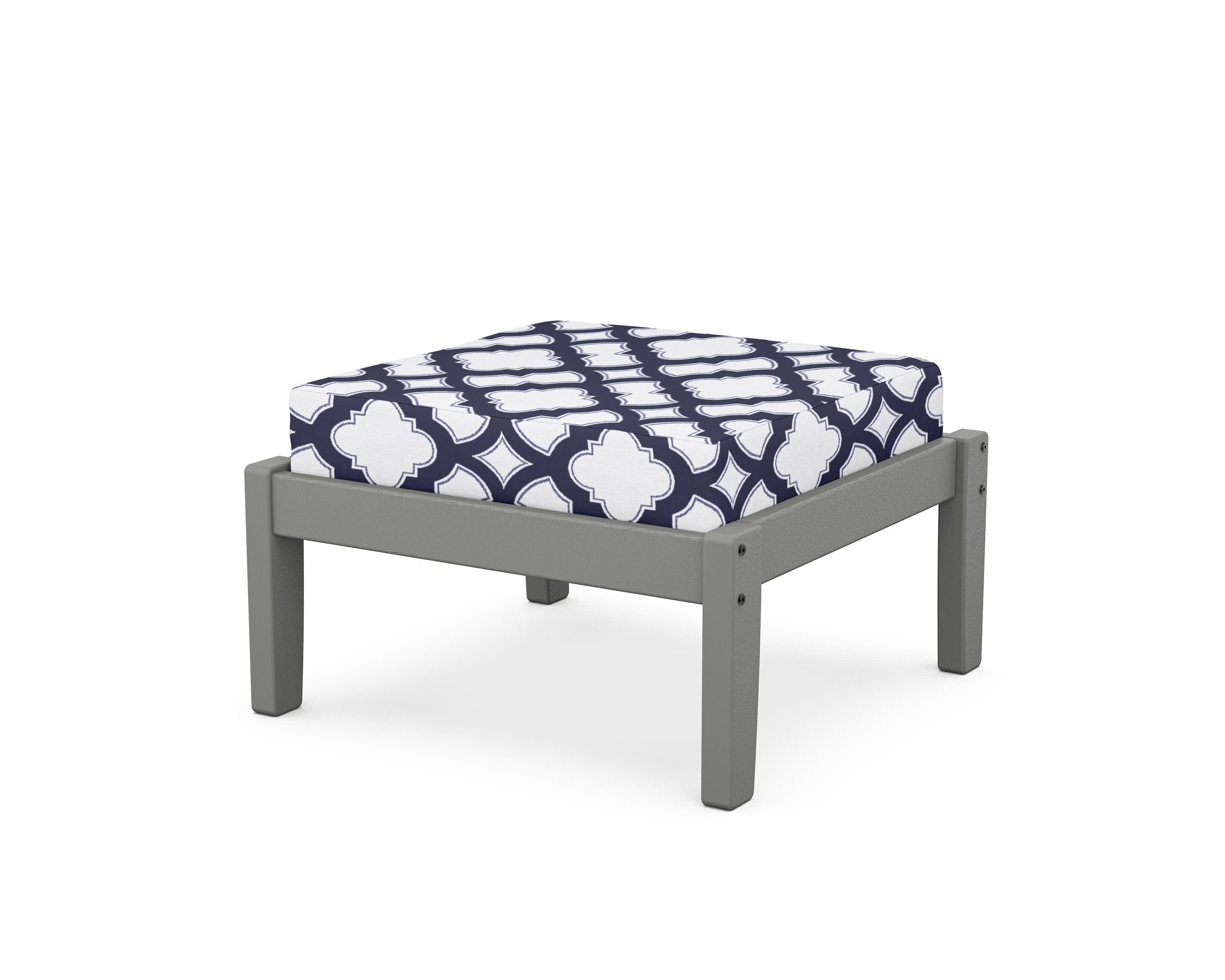 Deep Seating Ottoman in Slate Grey / Trellis Navy