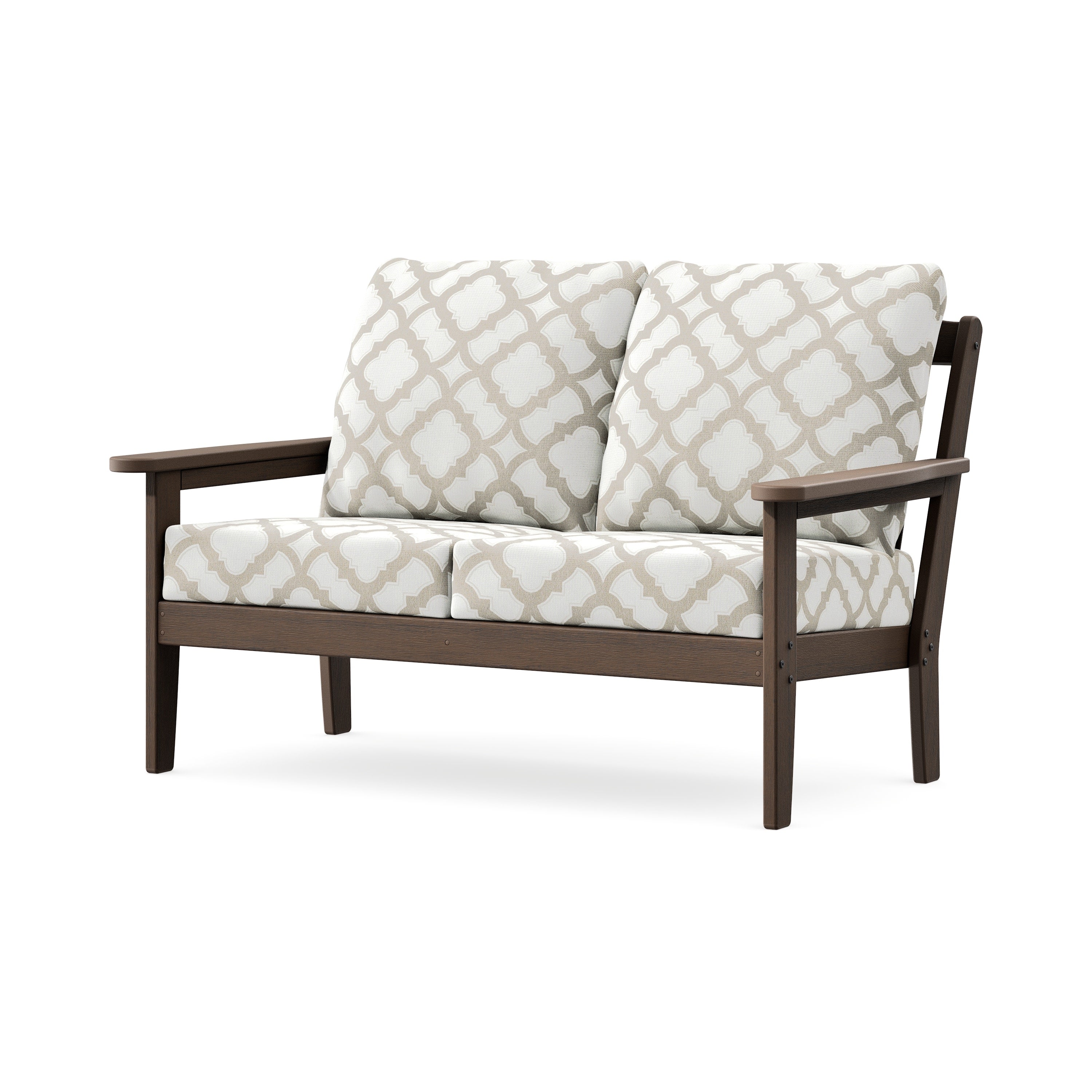 Cottage Deep Seating Loveseat in Kona / Trellis Dune Burlap