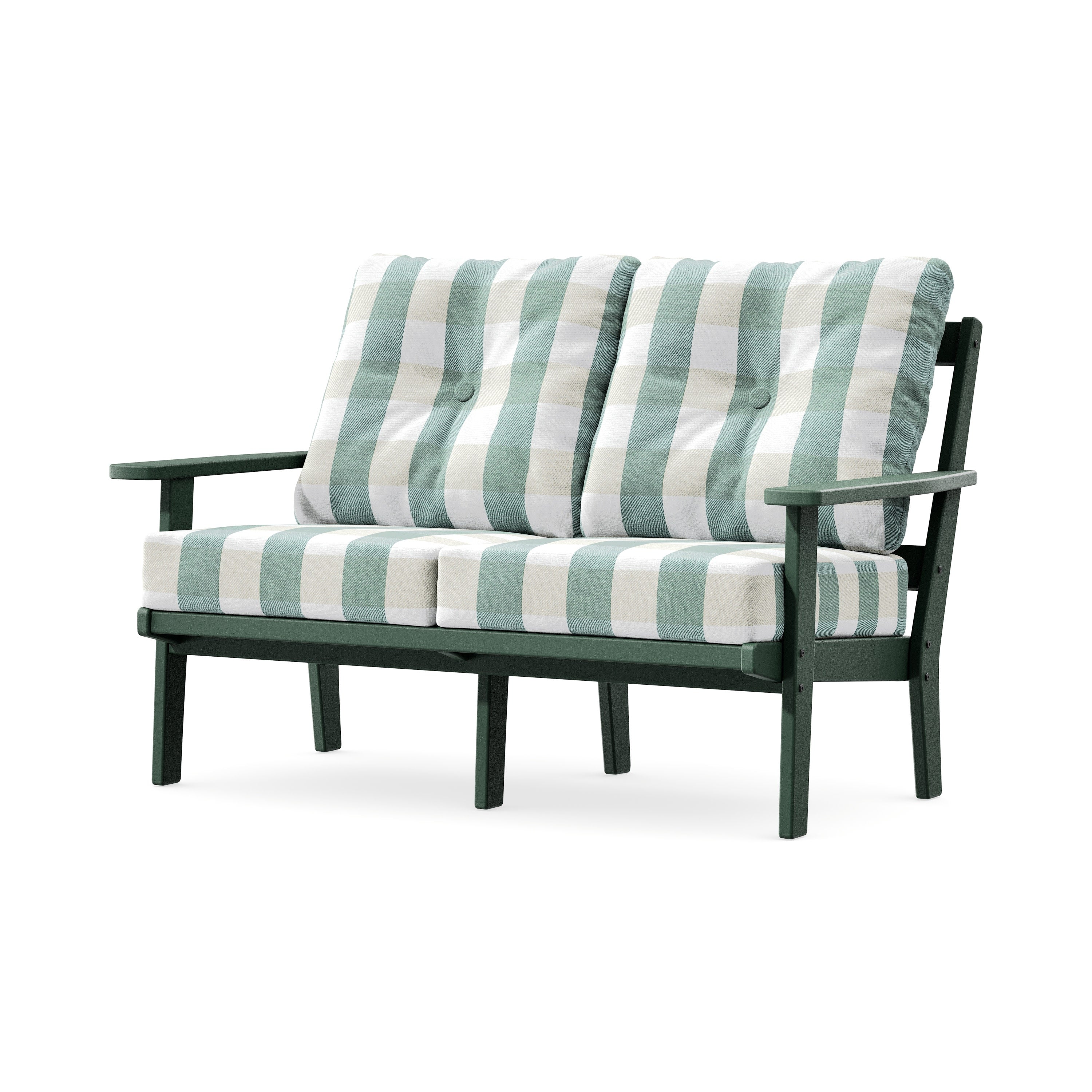 Prairie Deep SeatingLoveseat in Green / Buffalo Plaid Glacier Spa