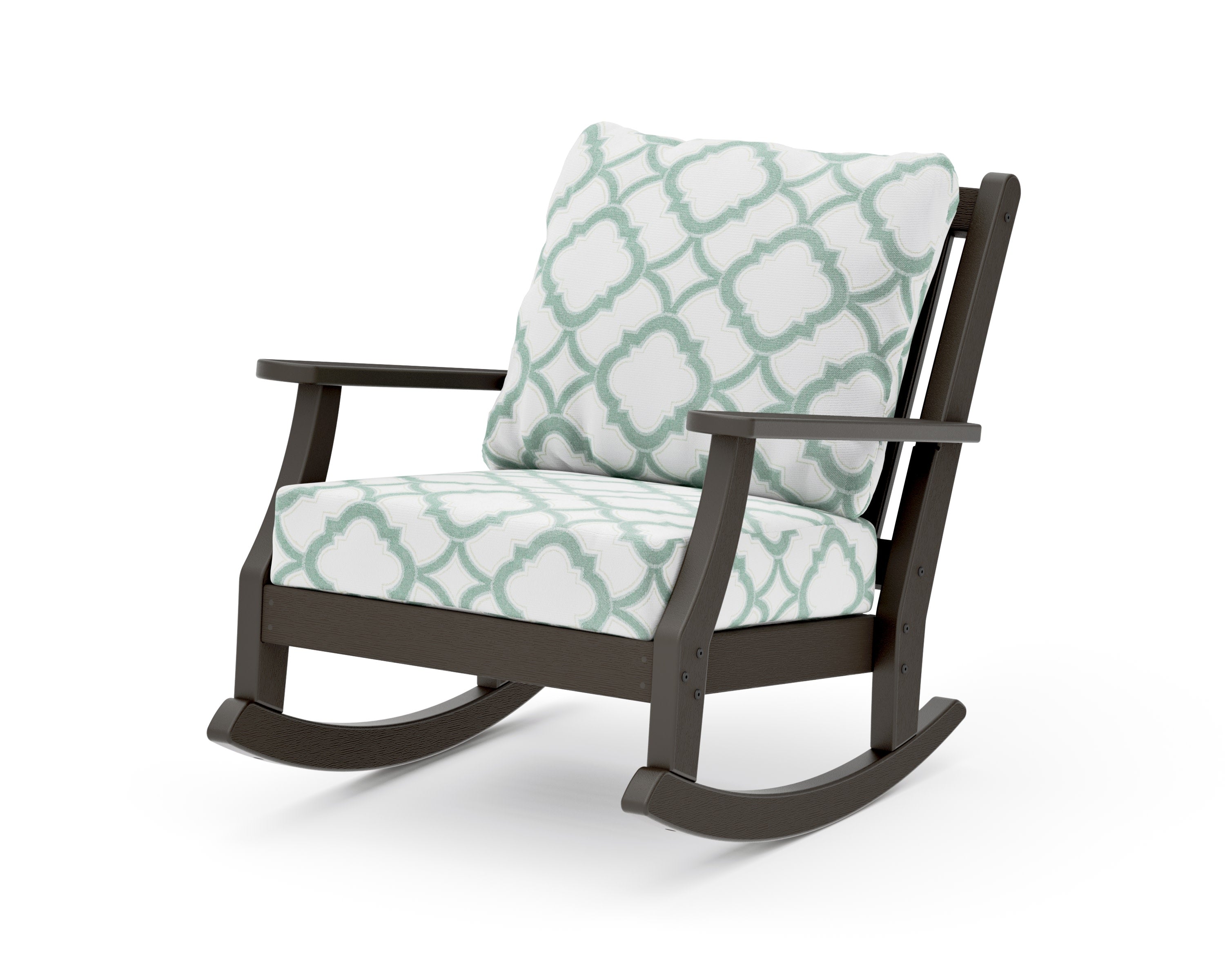 Wovendale Deep Seating Rocking Chair in Vintage Coffee / Trellis Glacier Spa