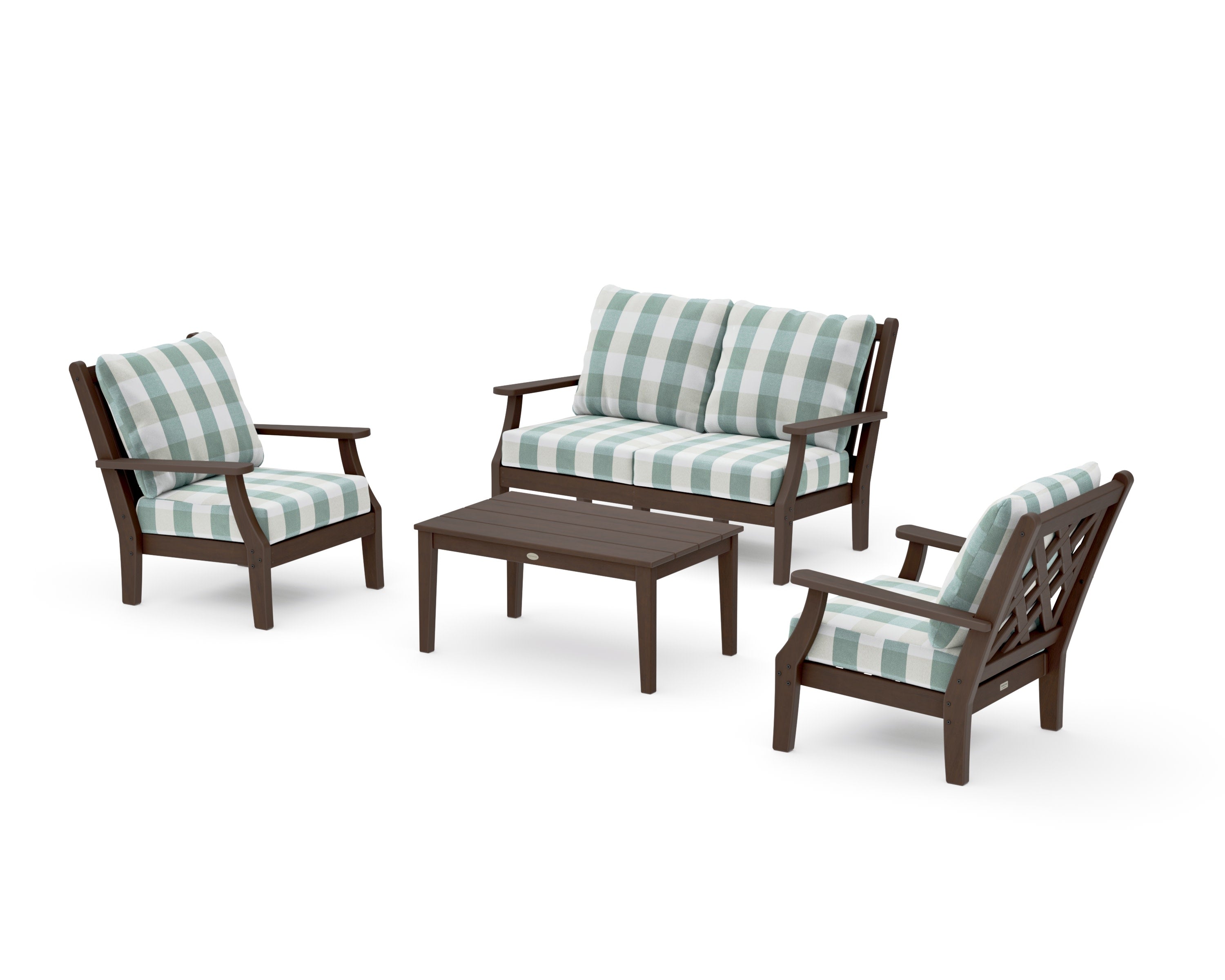 Wovendale 4-Piece Deep Seating Set with Loveseat in Kona / Buffalo Plaid Glacier Spa