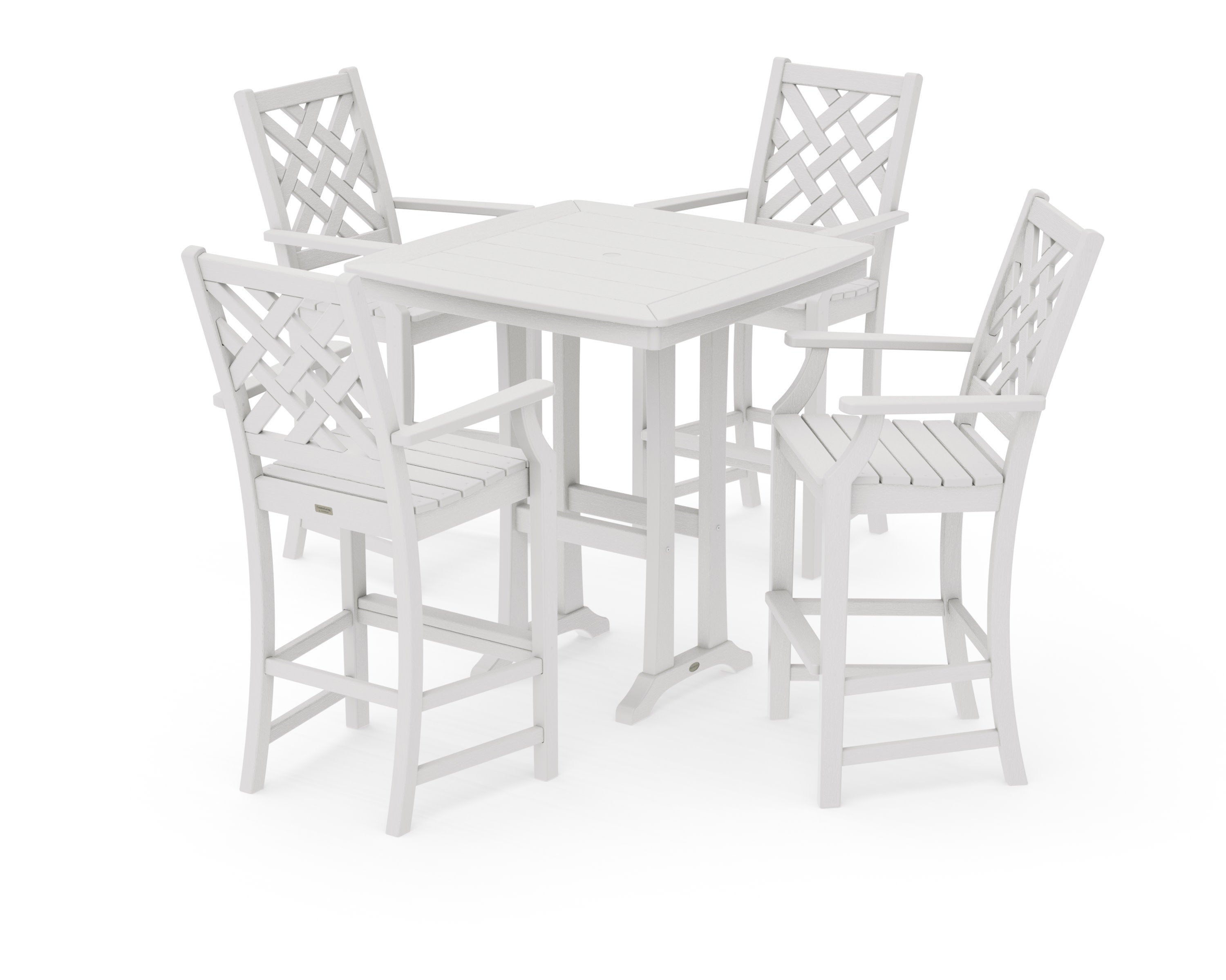 Wovendale 5-Piece Bar Set with Trestle Legs in Vintage White