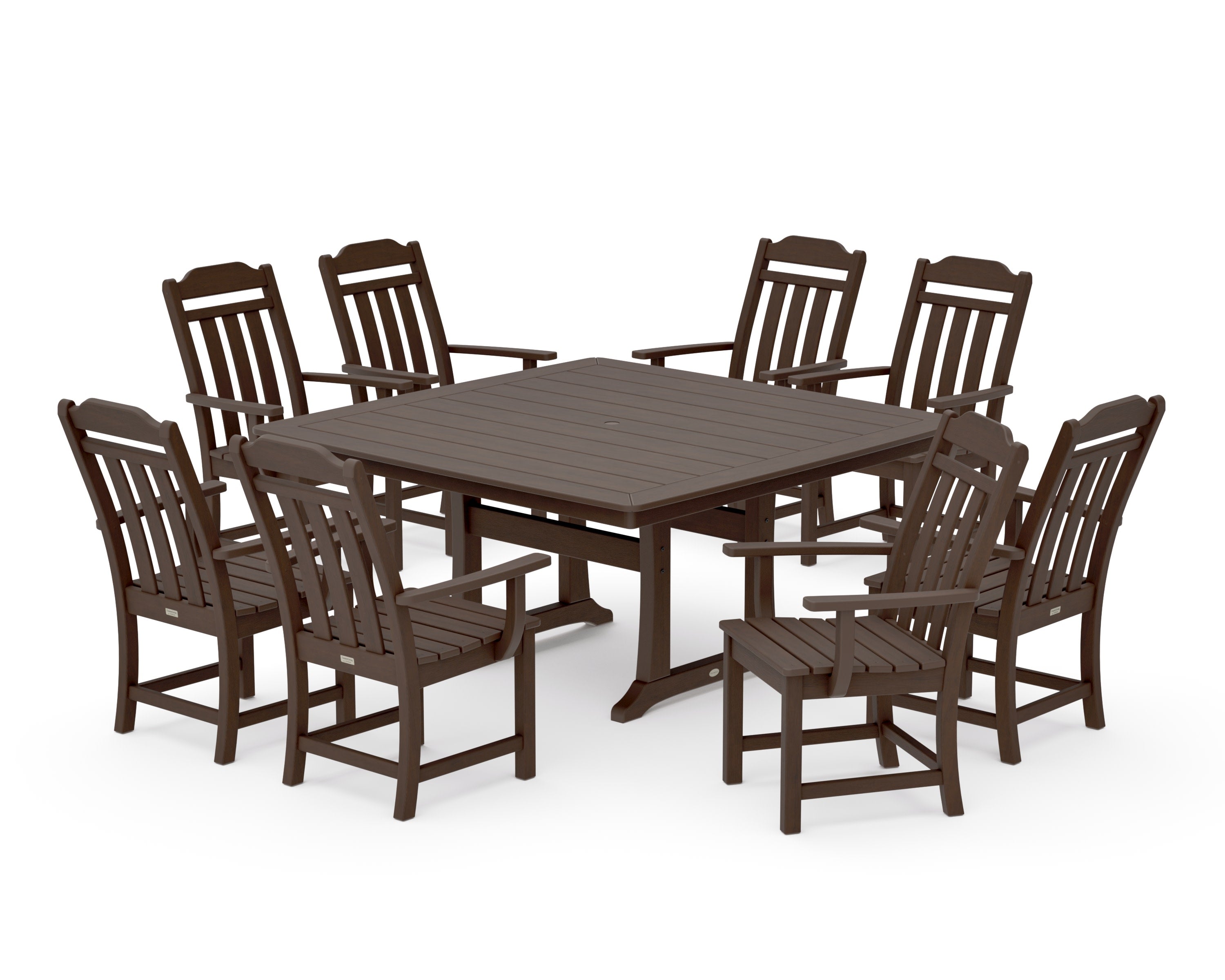 Cottage 9-Piece Square Dining Set with Trestle Legs in Kona