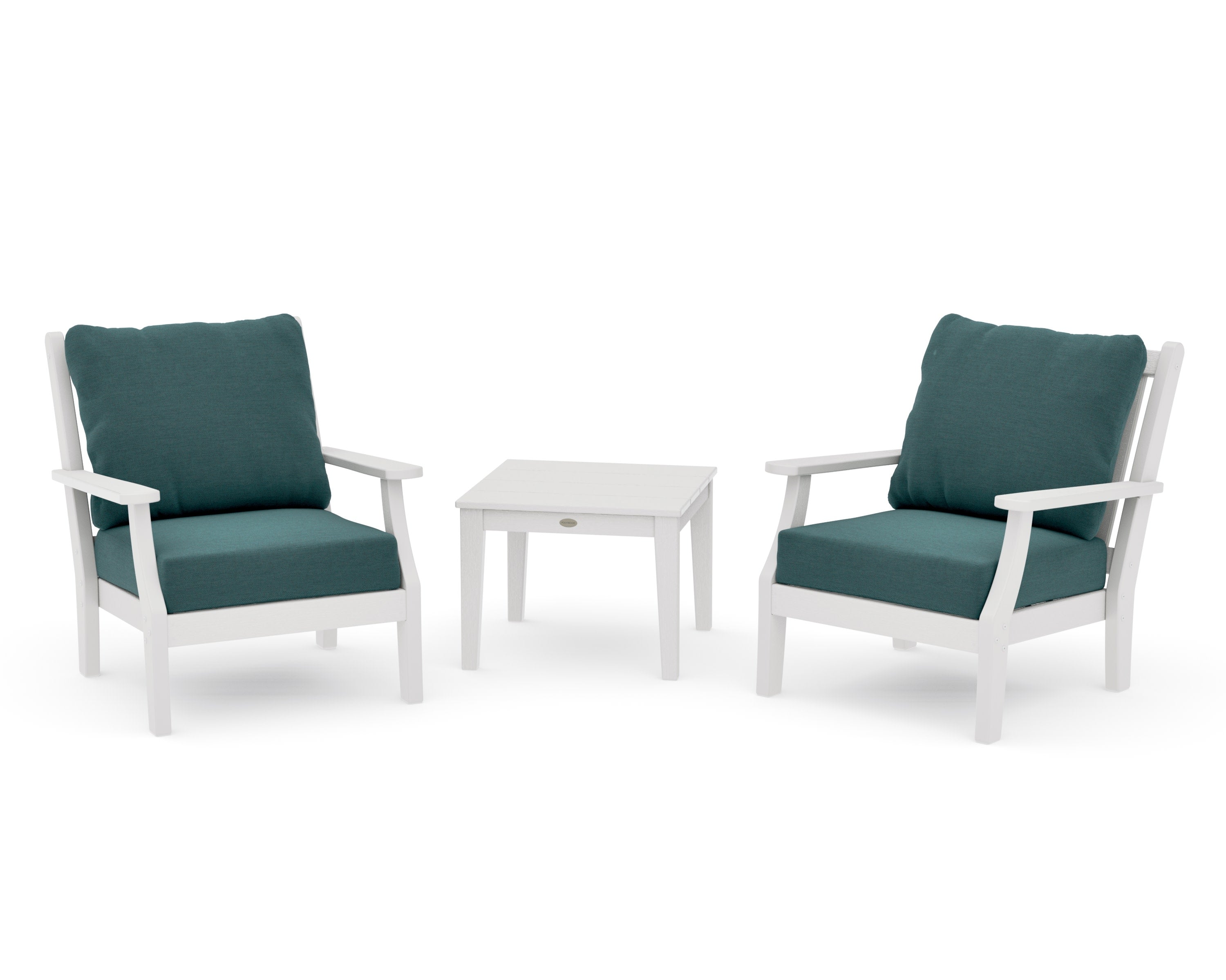 Wovendale 3-Piece Deep Seating Set in Vintage White / Ocean Teal
