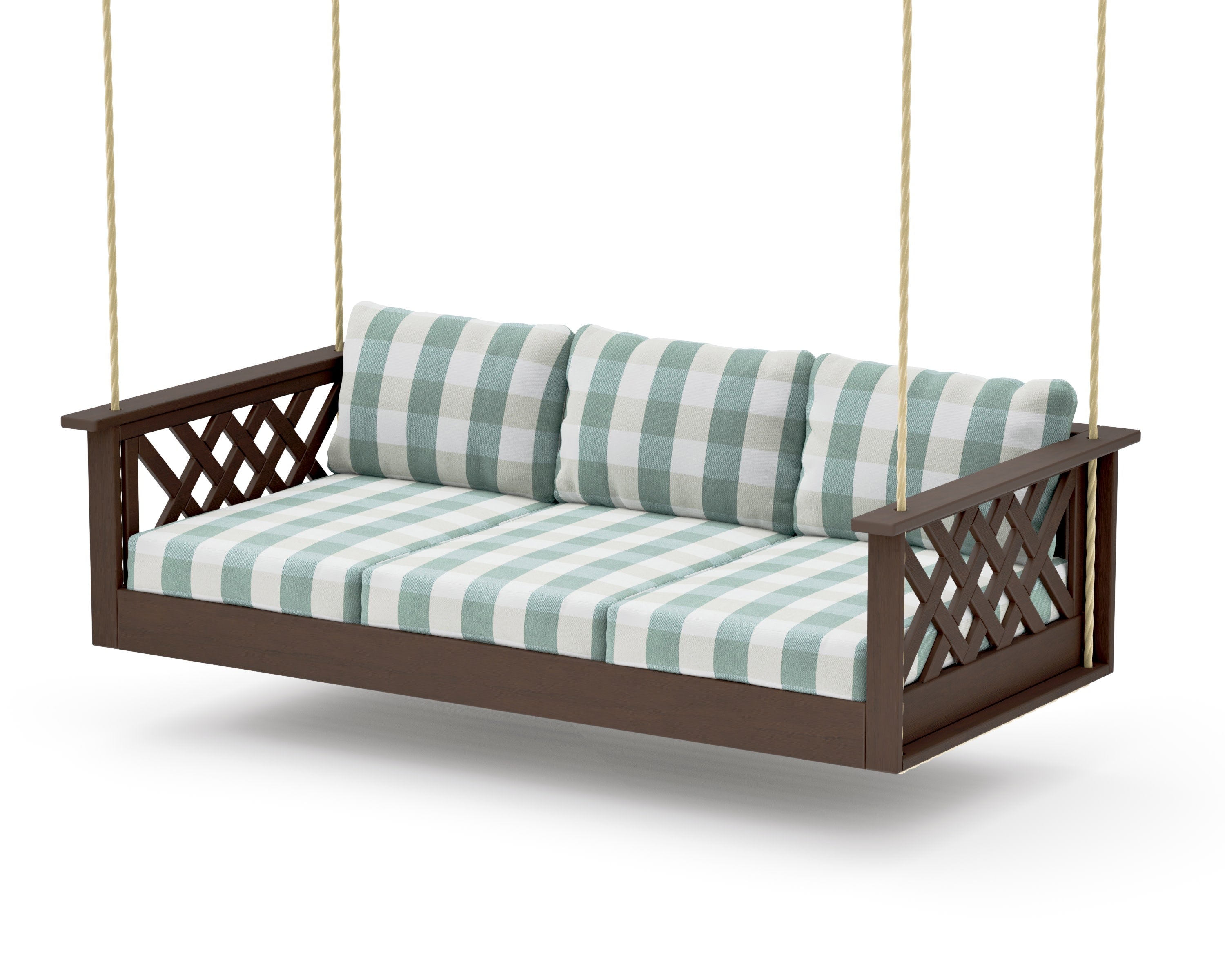 Wovendale Daybed Swing in Kona / Buffalo Plaid Glacier Spa