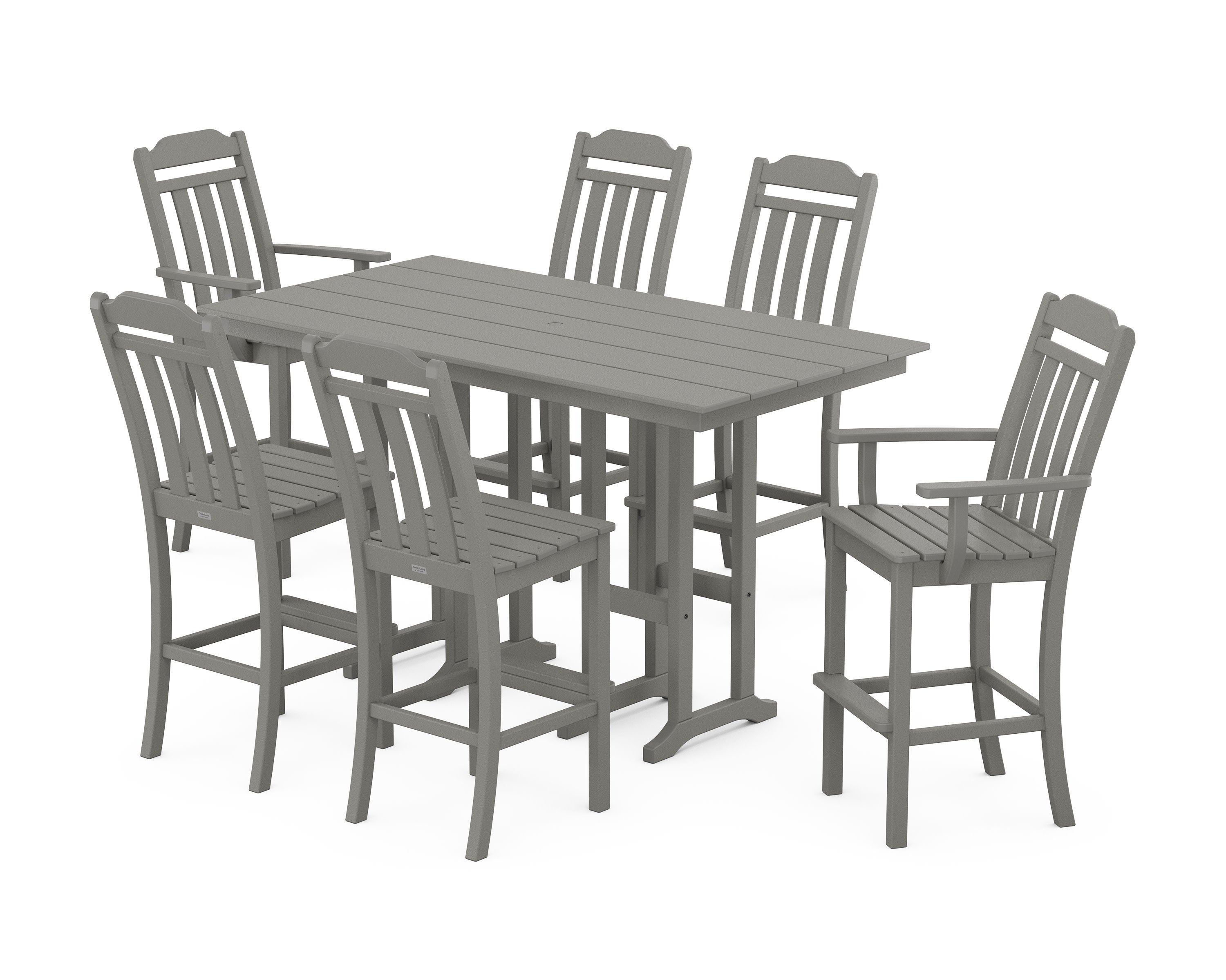 Cottage 7-Piece Farmhouse Bar Set in Slate Grey