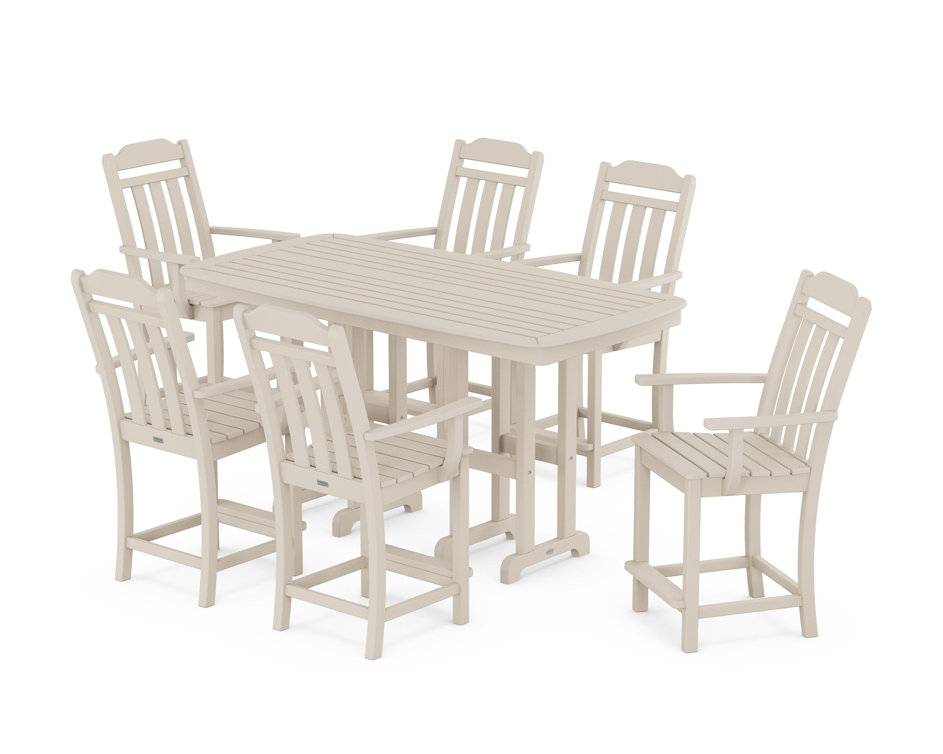 Cottage Arm Chair 7-Piece Counter Set in Sand
