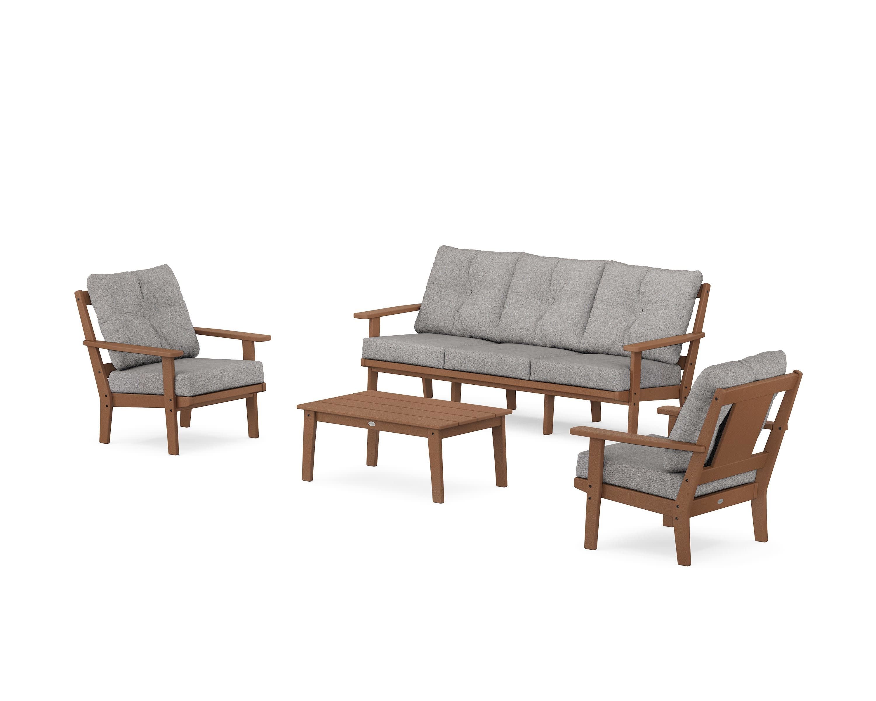 Prairie 4-Piece Deep Seating Set with Sofa in Teak / Grey Mist