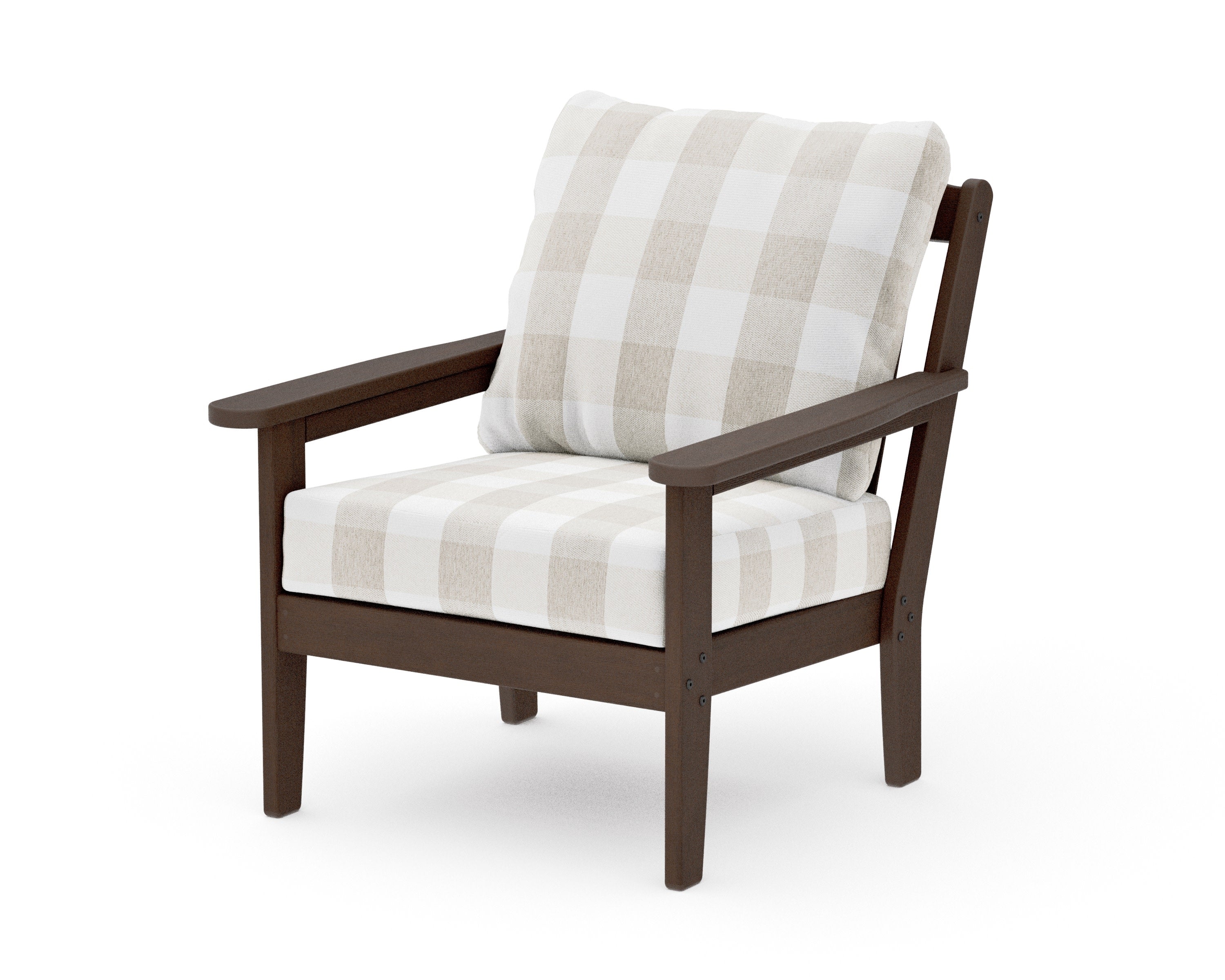 Cottage Deep Seating Chair in Kona / Buffalo Plaid Dune Burlap