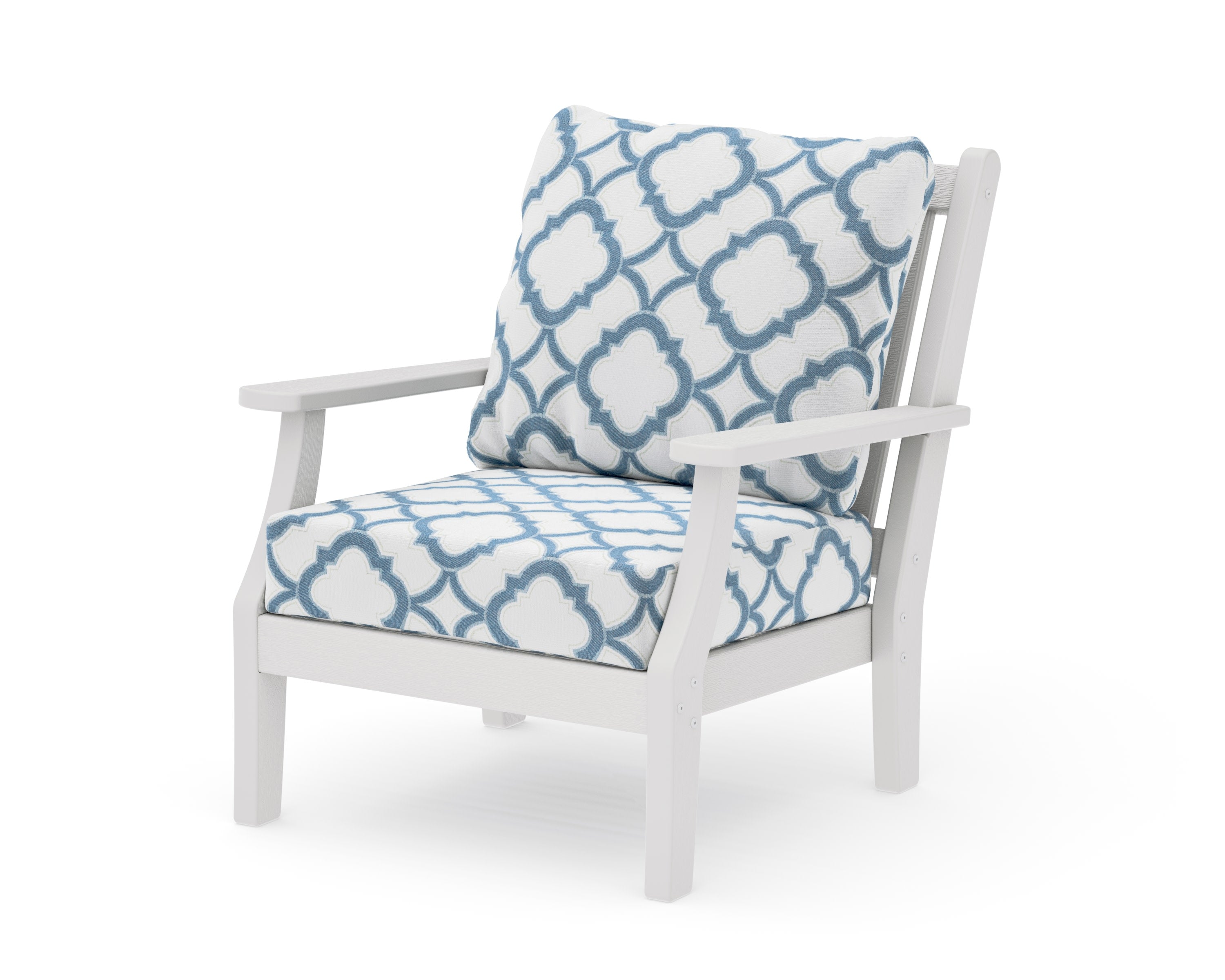 Wovendale Deep Seating Chair in Vintage White / Trellis Sky Blue