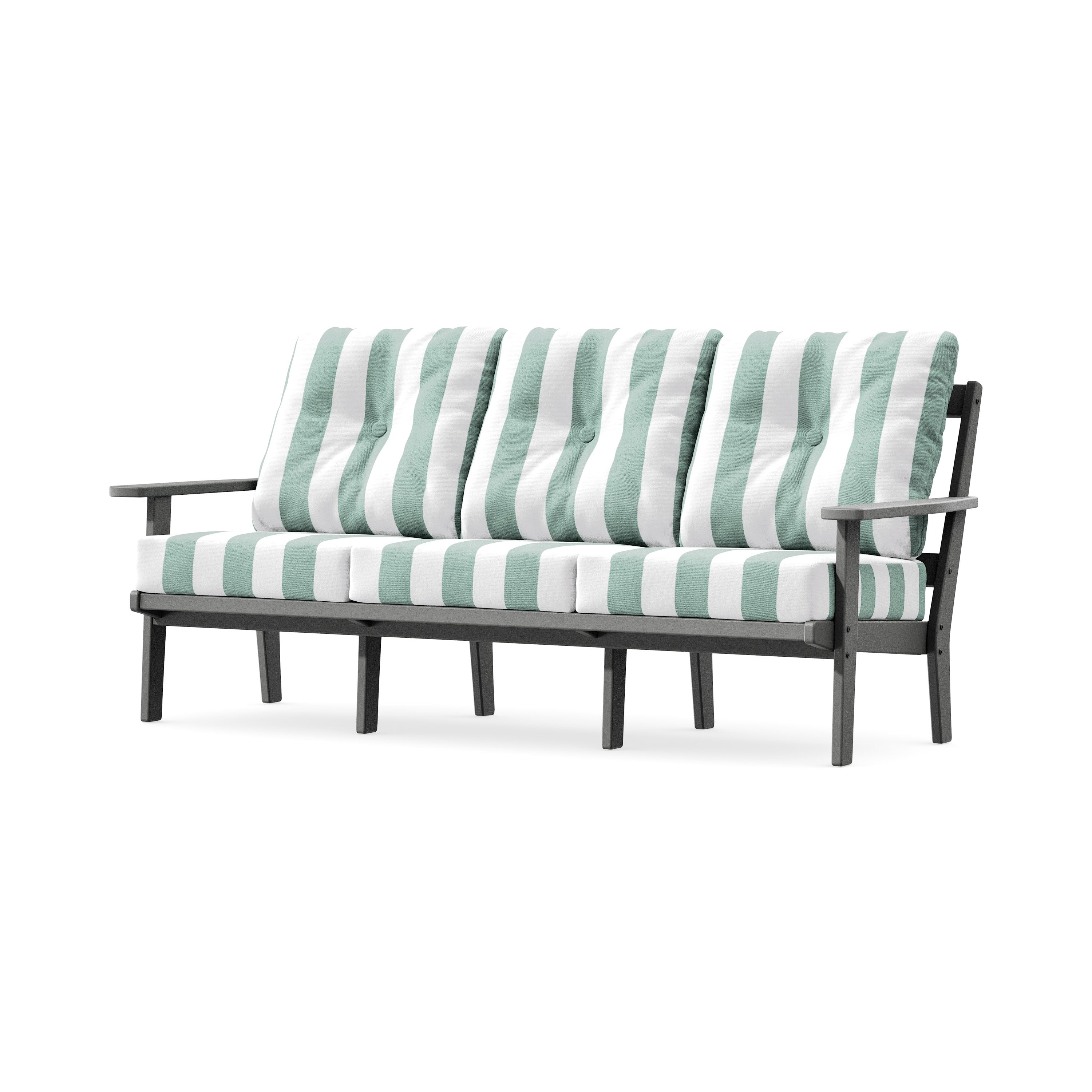 PrairieDeep Seating Sofa in Slate Grey / Cabana Stripe Glacier Spa