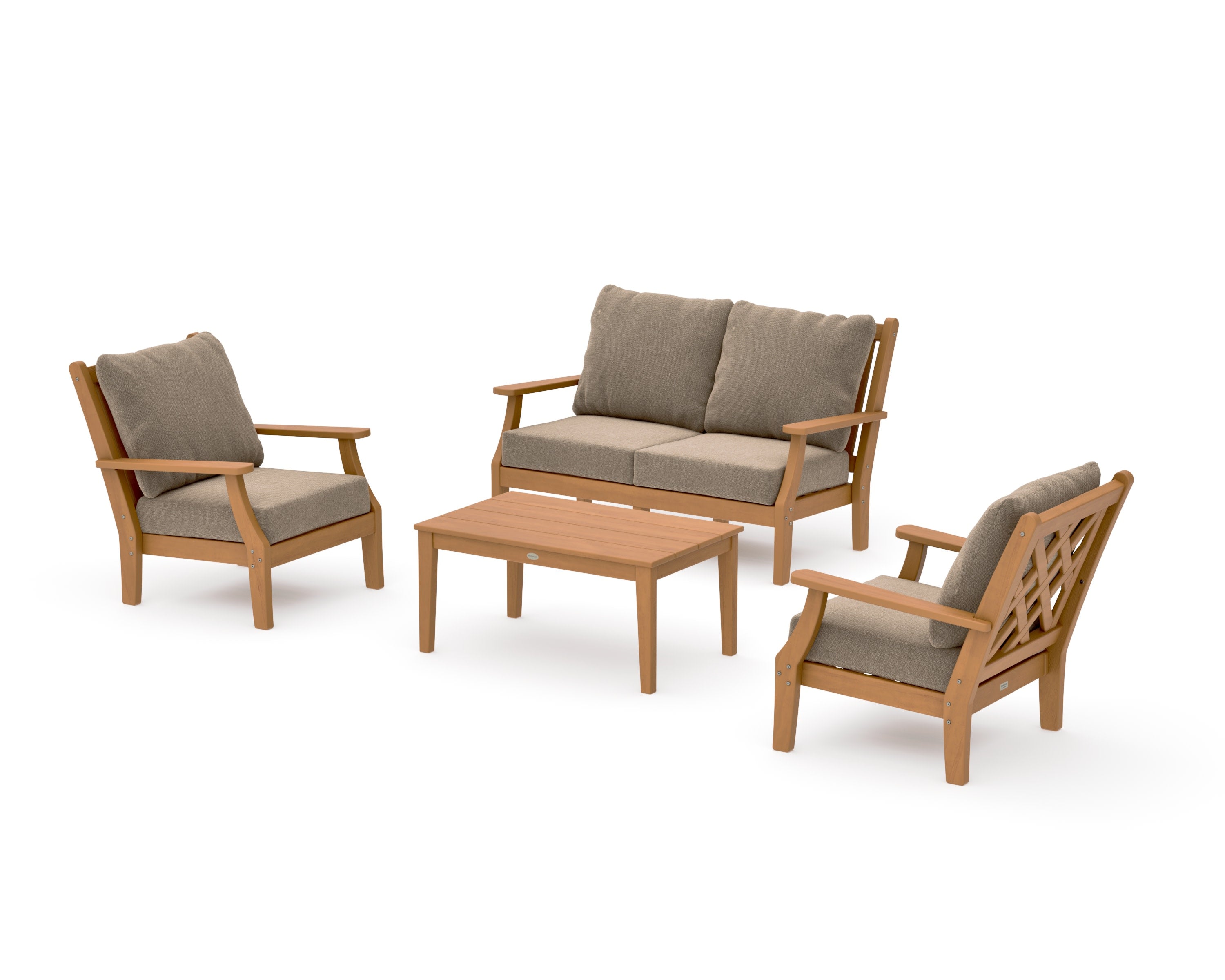 Wovendale 4-Piece Deep Seating Set with Loveseat in Natural / Spiced Burlap