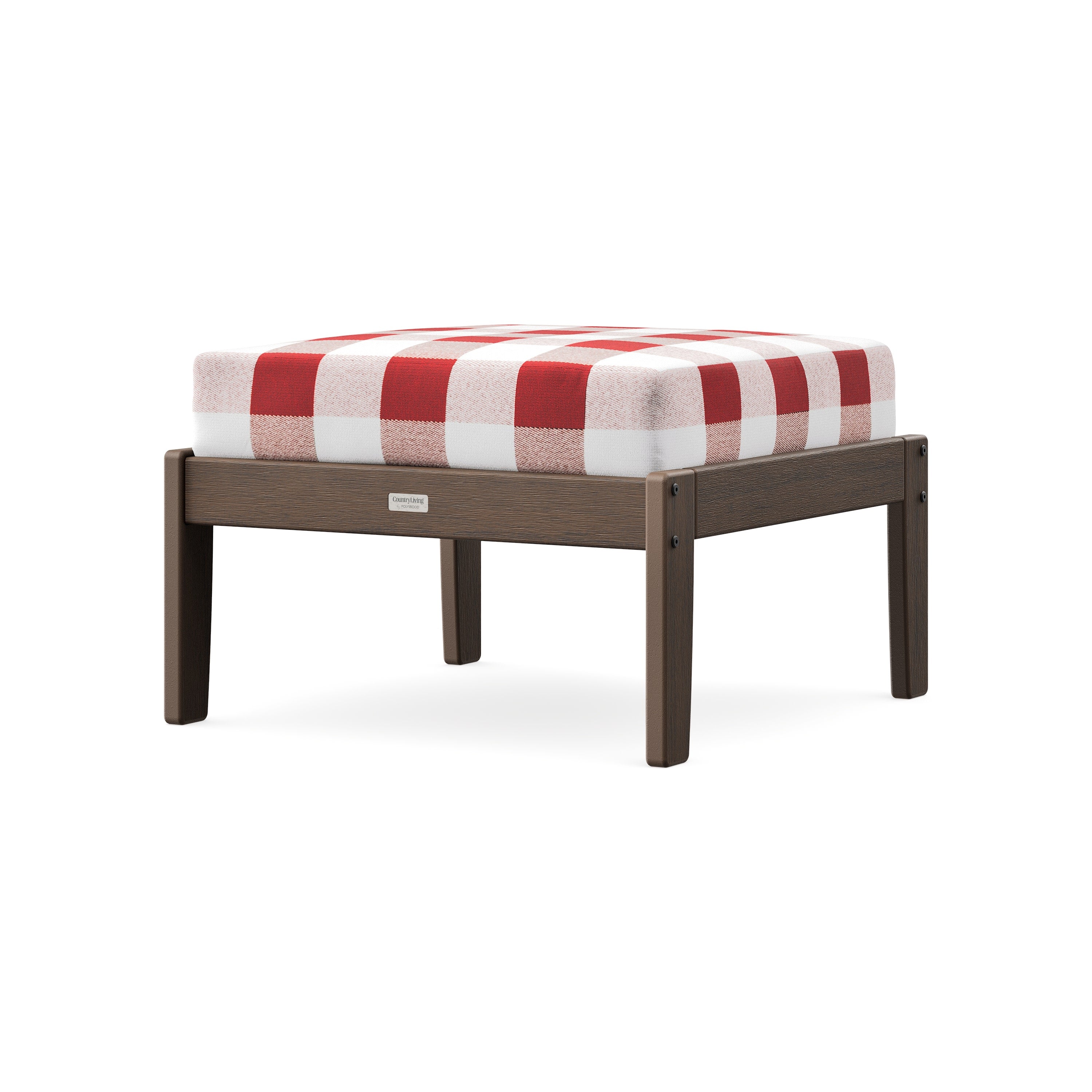 Cottage Deep Seating Ottoman in Kona / Buffalo Plaid Crimson