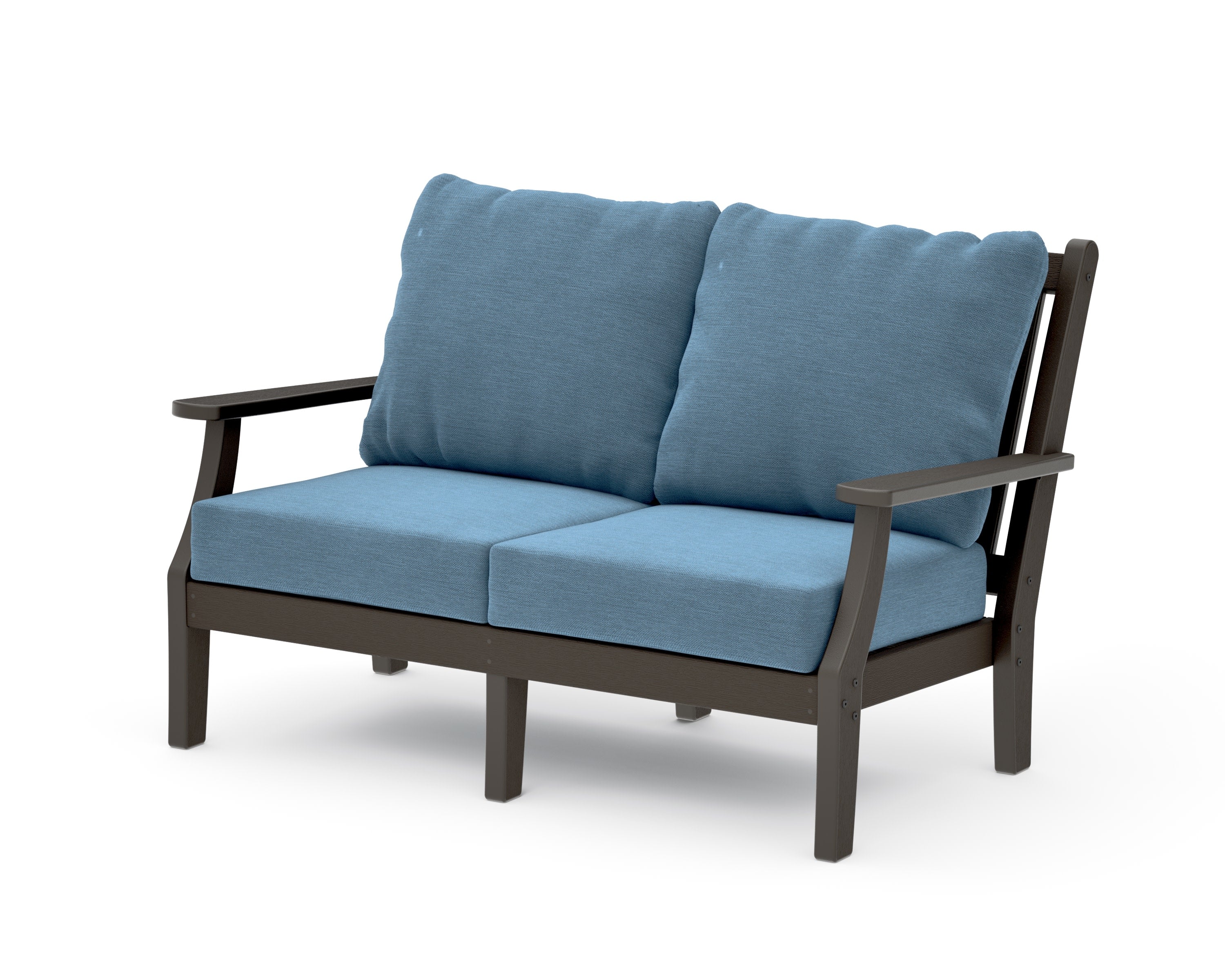 Wovendale Deep Seating Loveseat in Vintage Coffee / Sky Blue