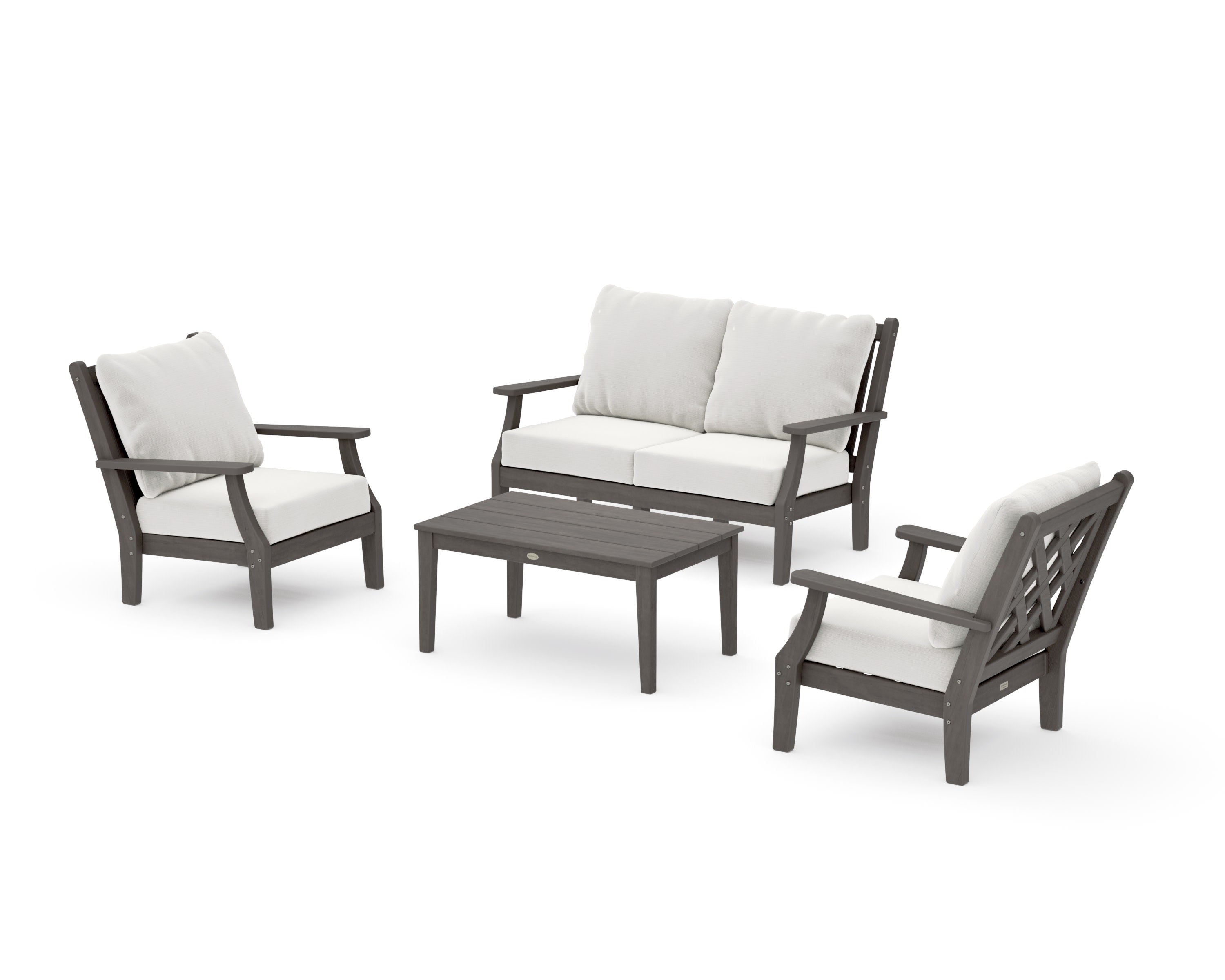 Wovendale 4-Piece Deep Seating Set with Loveseat in Driftwood / Natural Linen