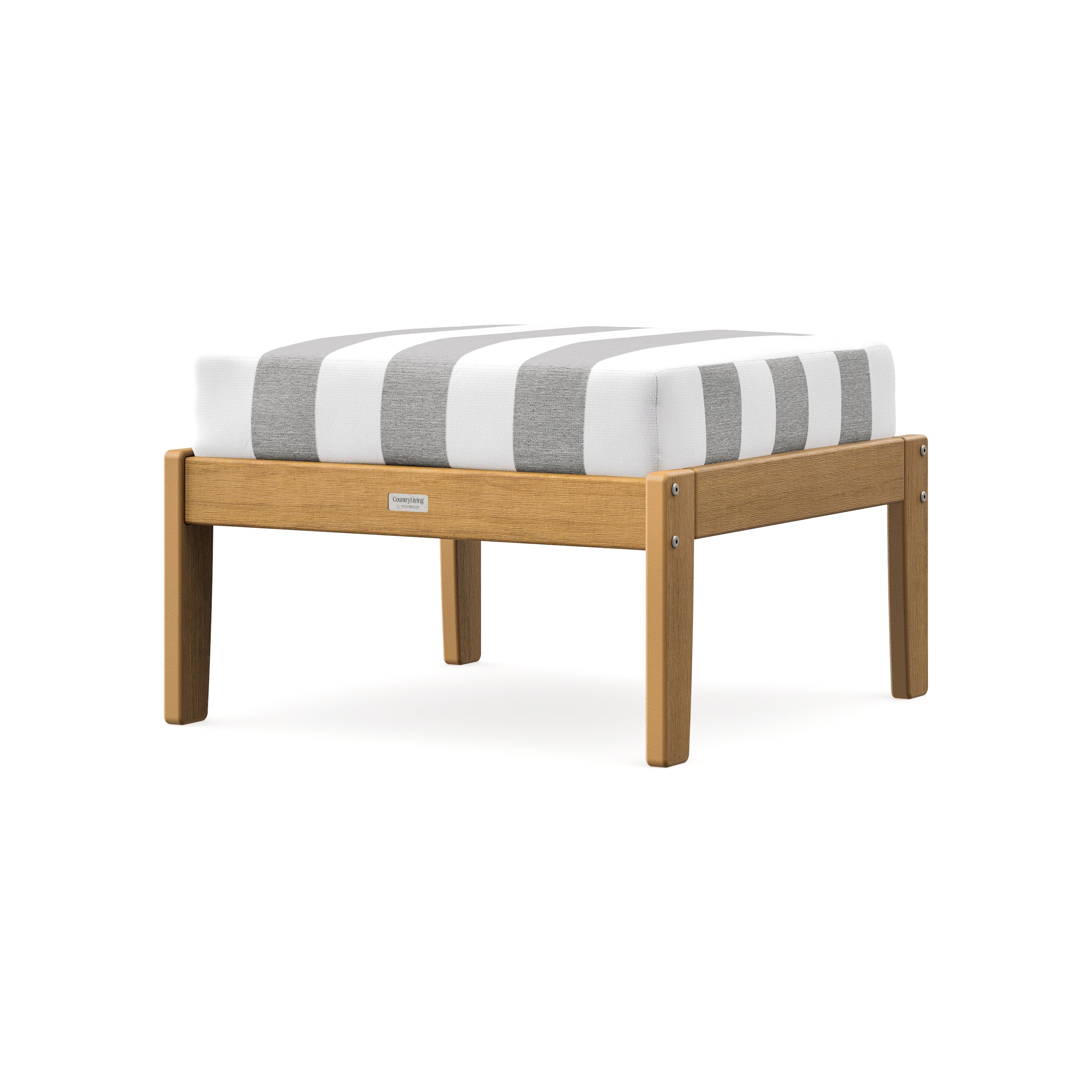 Cottage Deep Seating Ottoman in Natural / Cabana Stripe Grey Mist