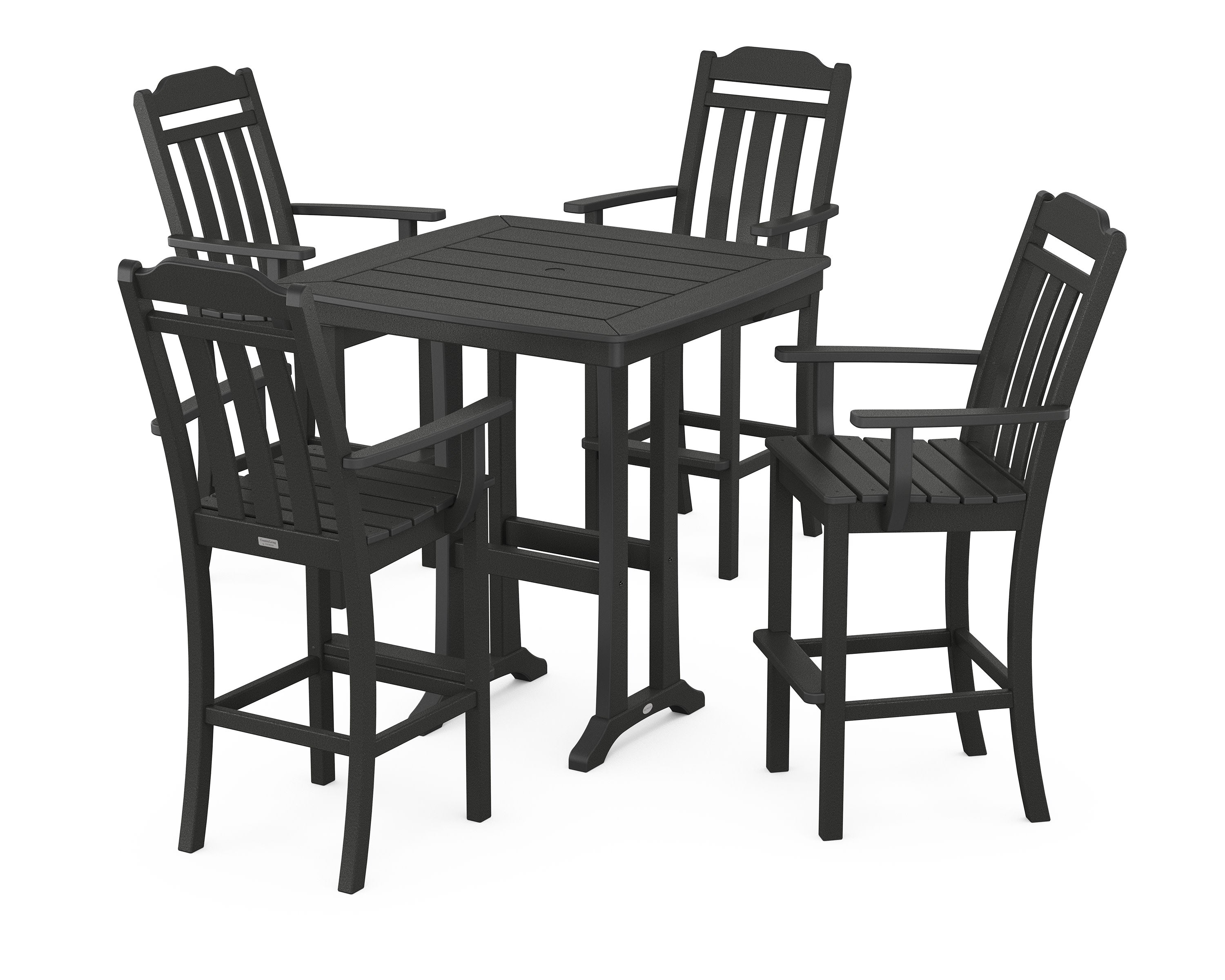 Cottage 5-Piece Bar Set with Trestle Legs in Black