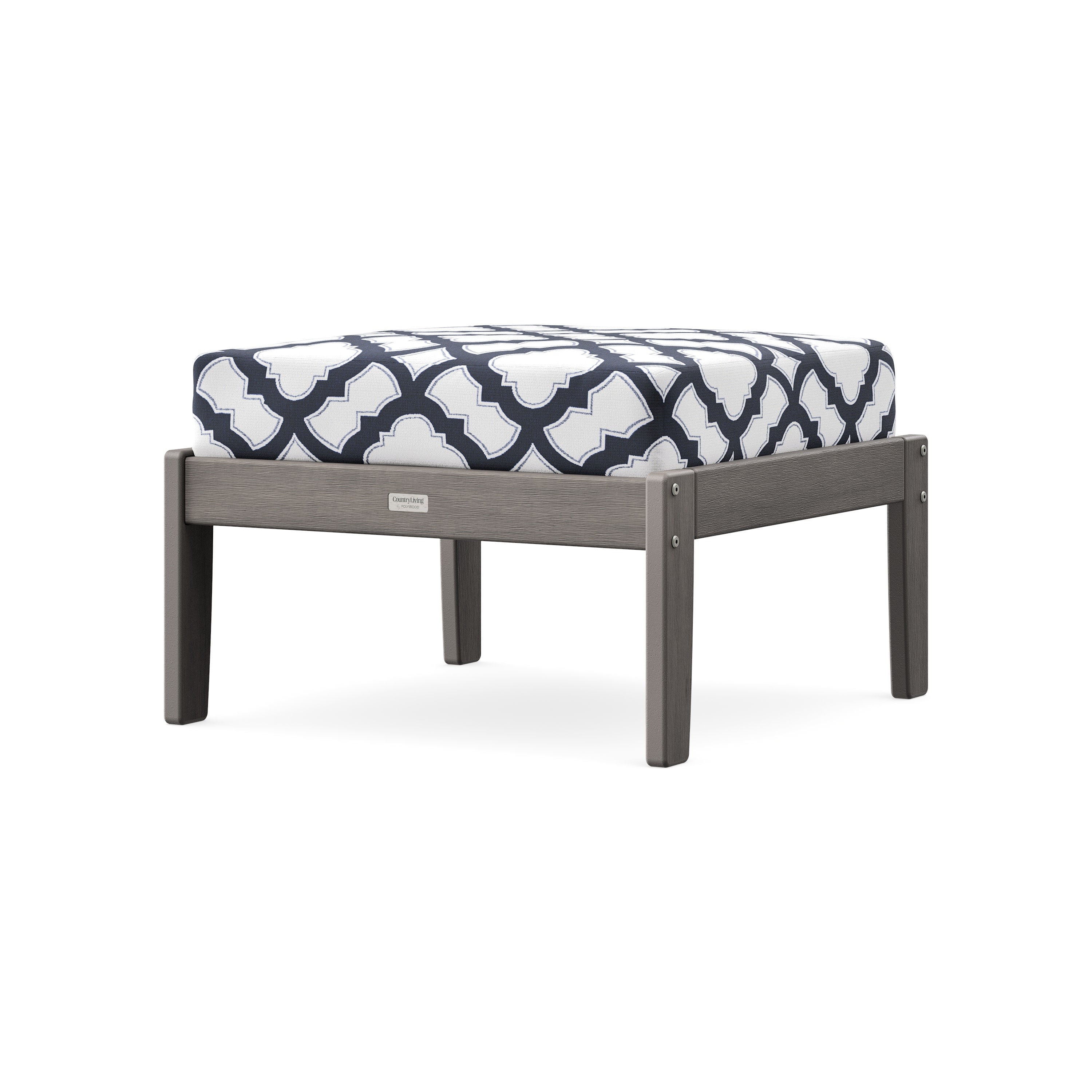 Cottage Deep Seating Ottoman in Driftwood / Trellis Navy