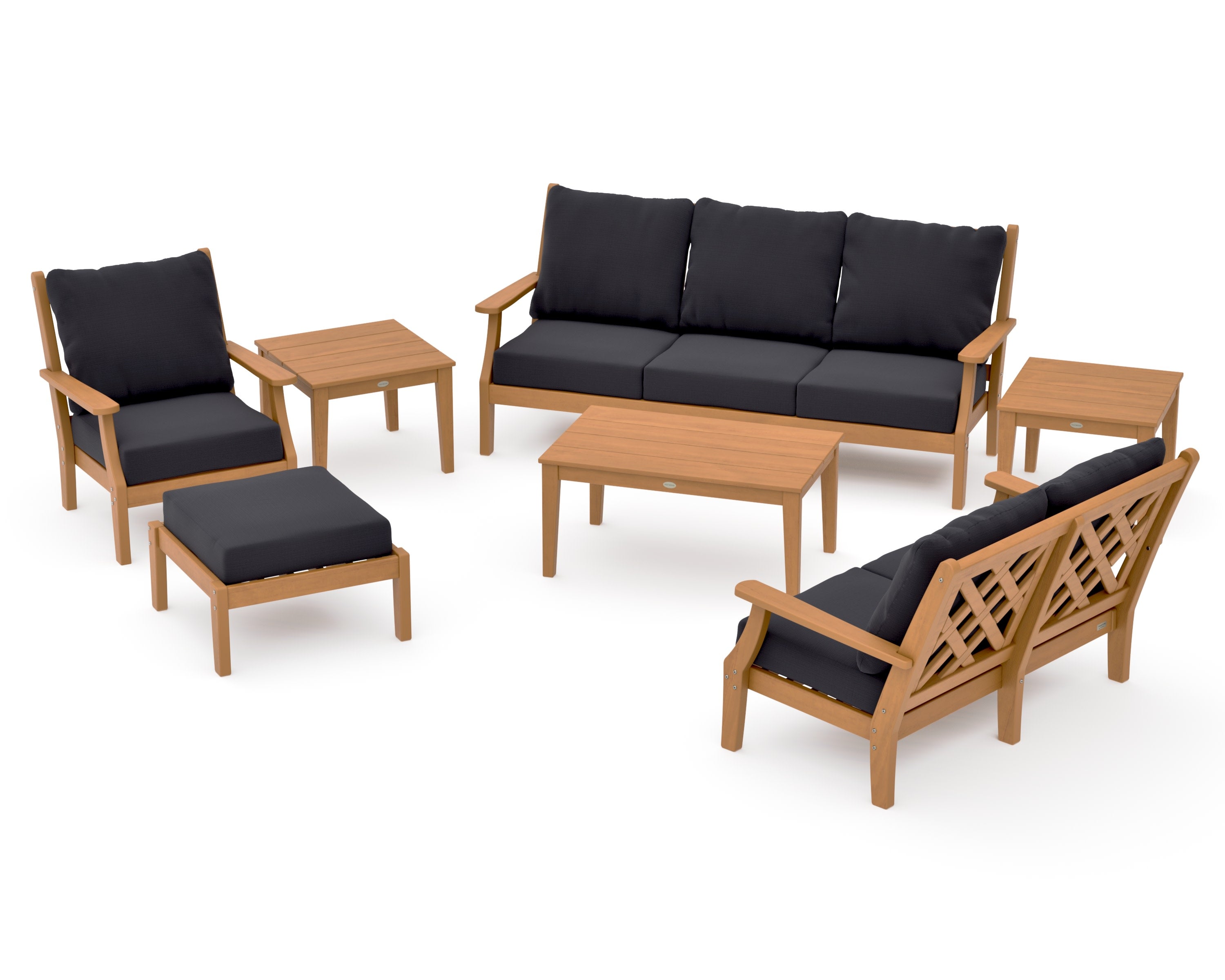 Wovendale 7-Piece Deep Seating Set in Natural / Midnight Linen