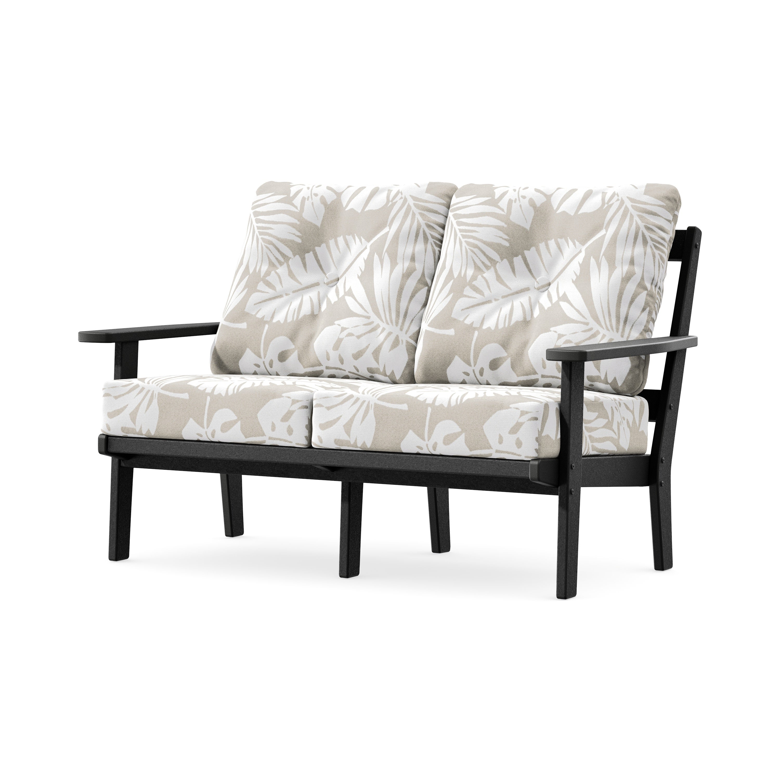 Prairie Deep SeatingLoveseat in Black / Leaf Dune Burlap