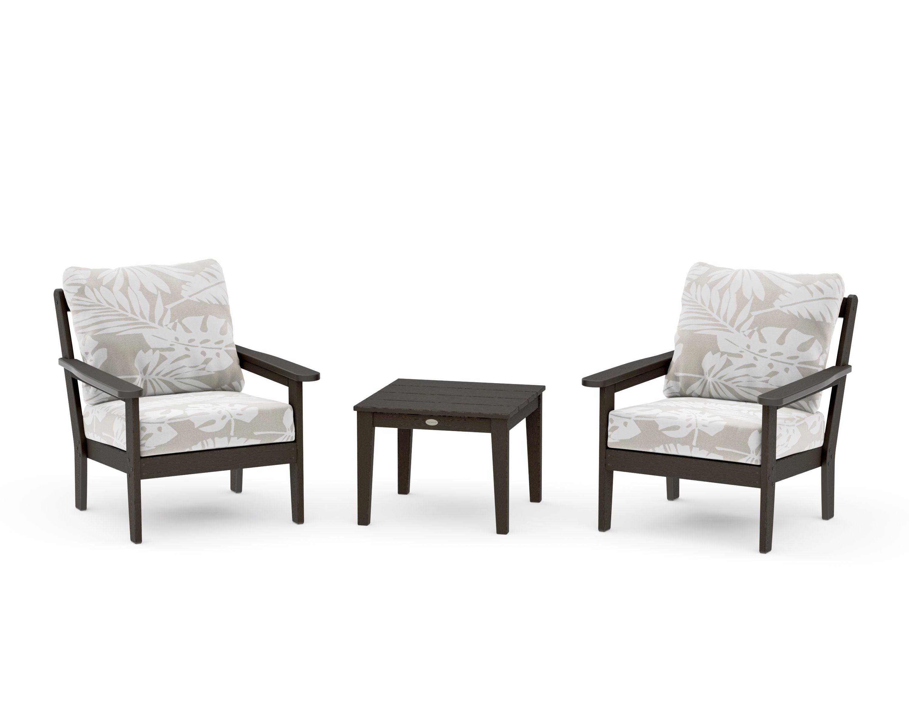 Cottage 3-Piece Deep Seating Set in Vintage Coffee / Leaf Dune Burlap