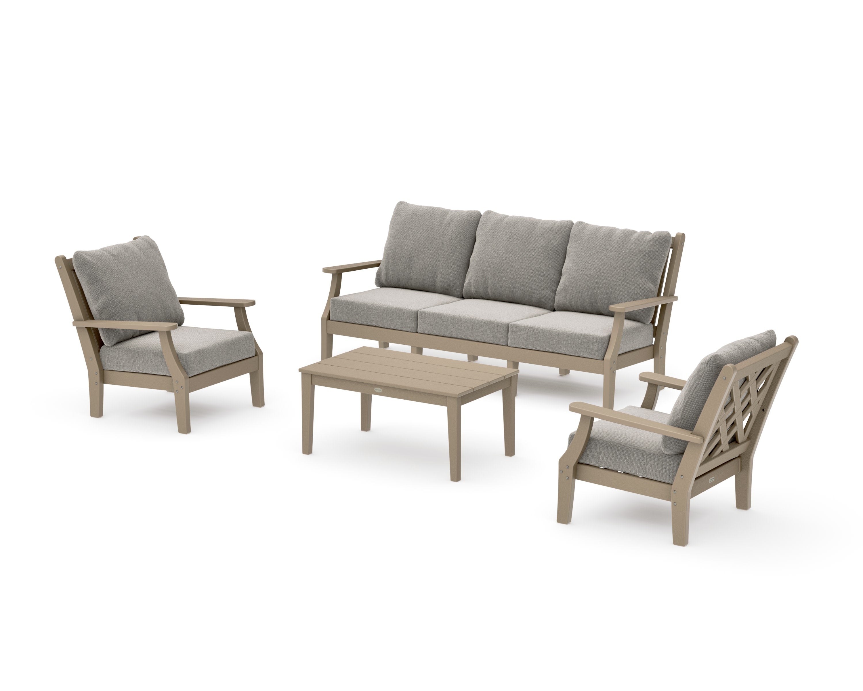 Wovendale 4-Piece Deep Seating Set with Sofa in Vintage Sahara / Weathered Tweed