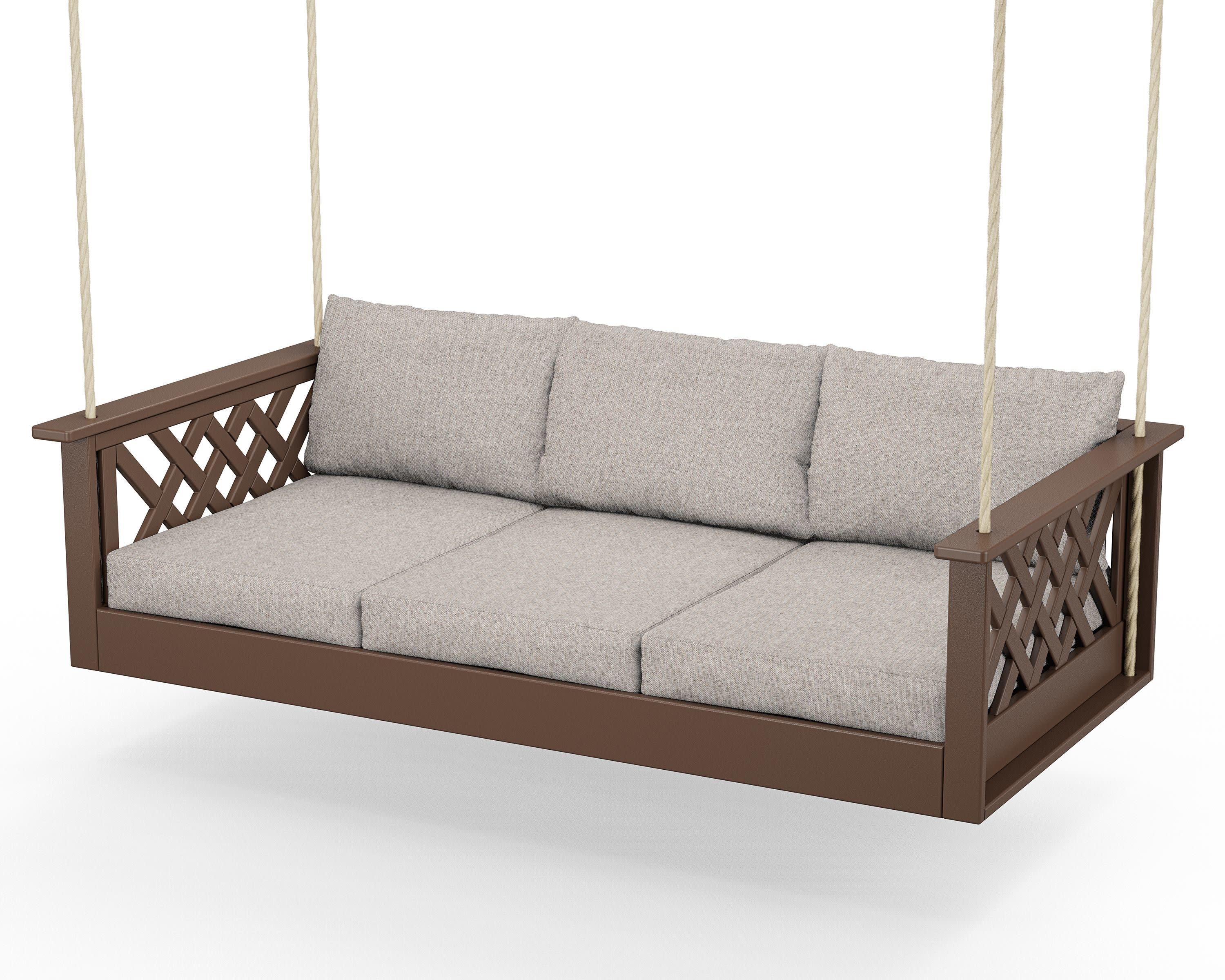 Wovendale Daybed Swing in Mahogany / Weathered Tweed