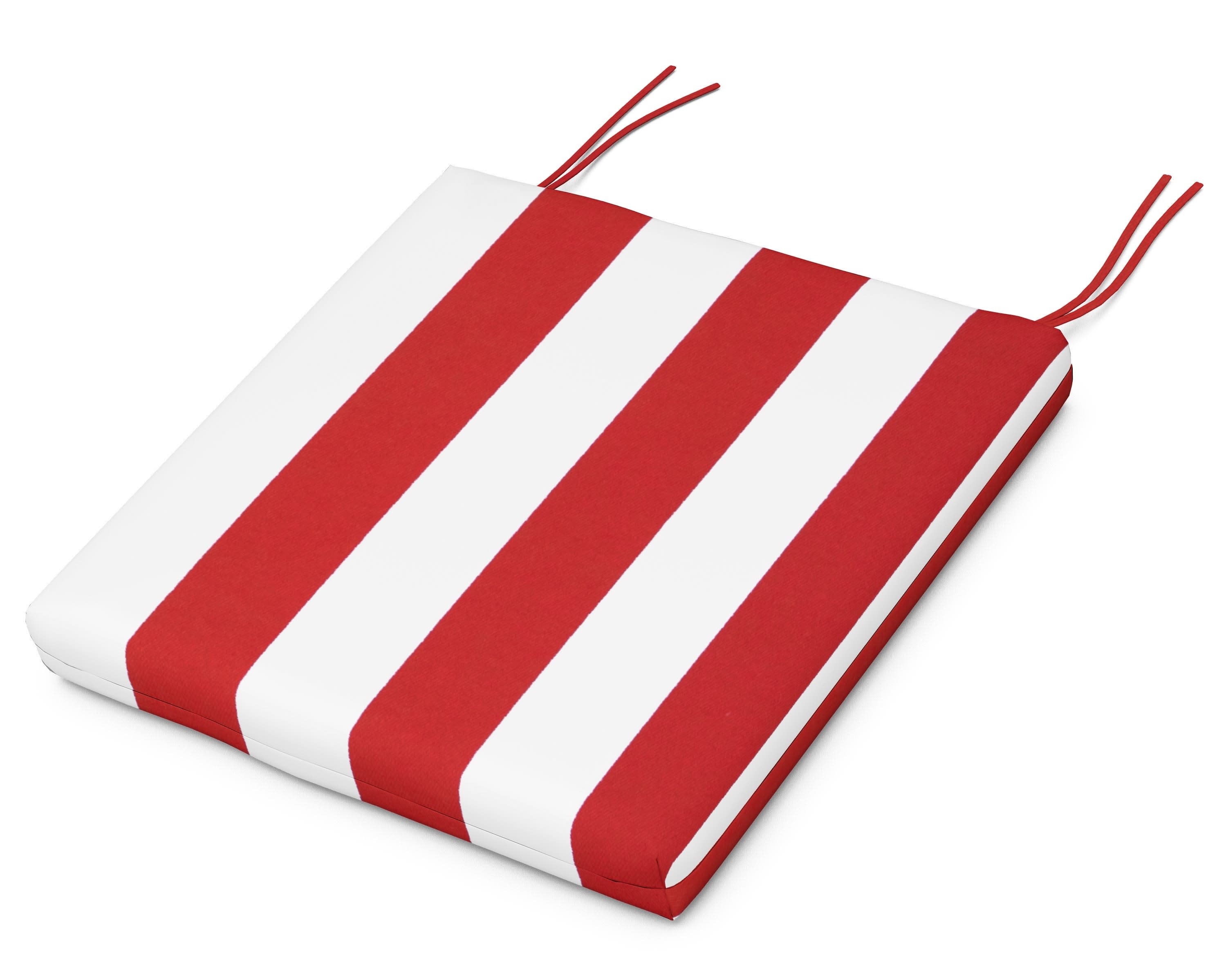 Seat Cushion - 17.5"D x 20"W x 2.5"H in Cabana Stripe Crimson