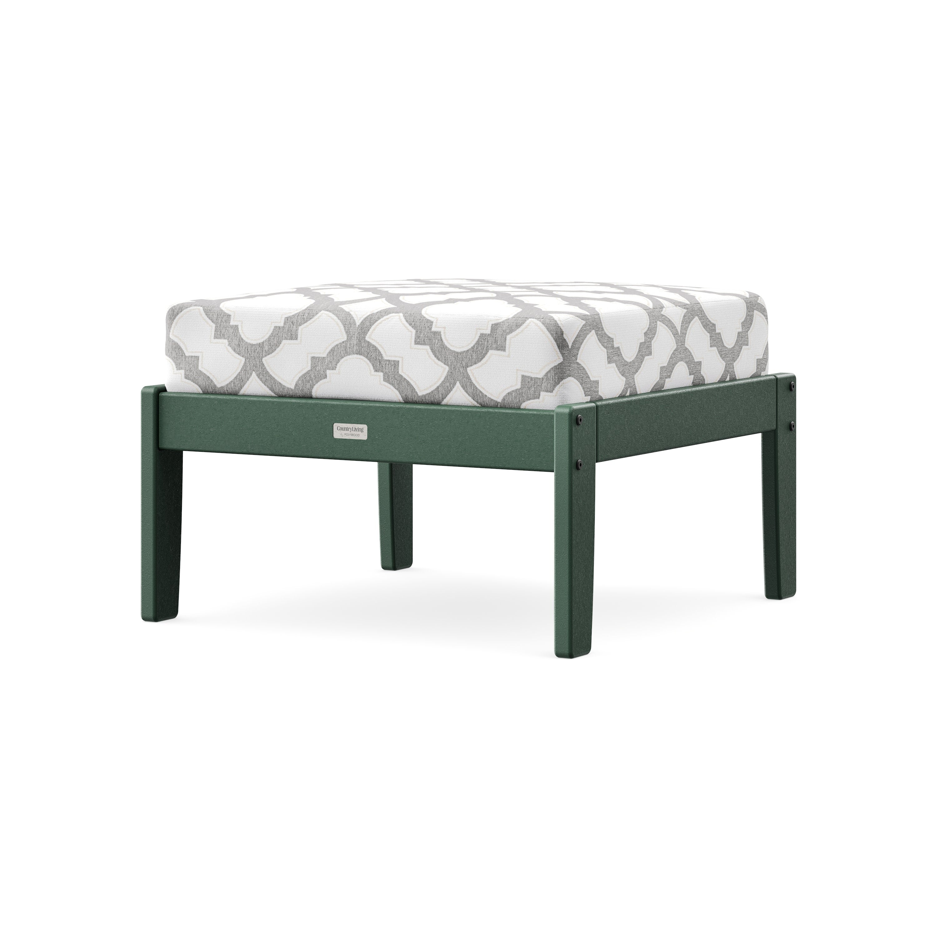 Cottage Deep Seating Ottoman in Green / Trellis Grey Mist