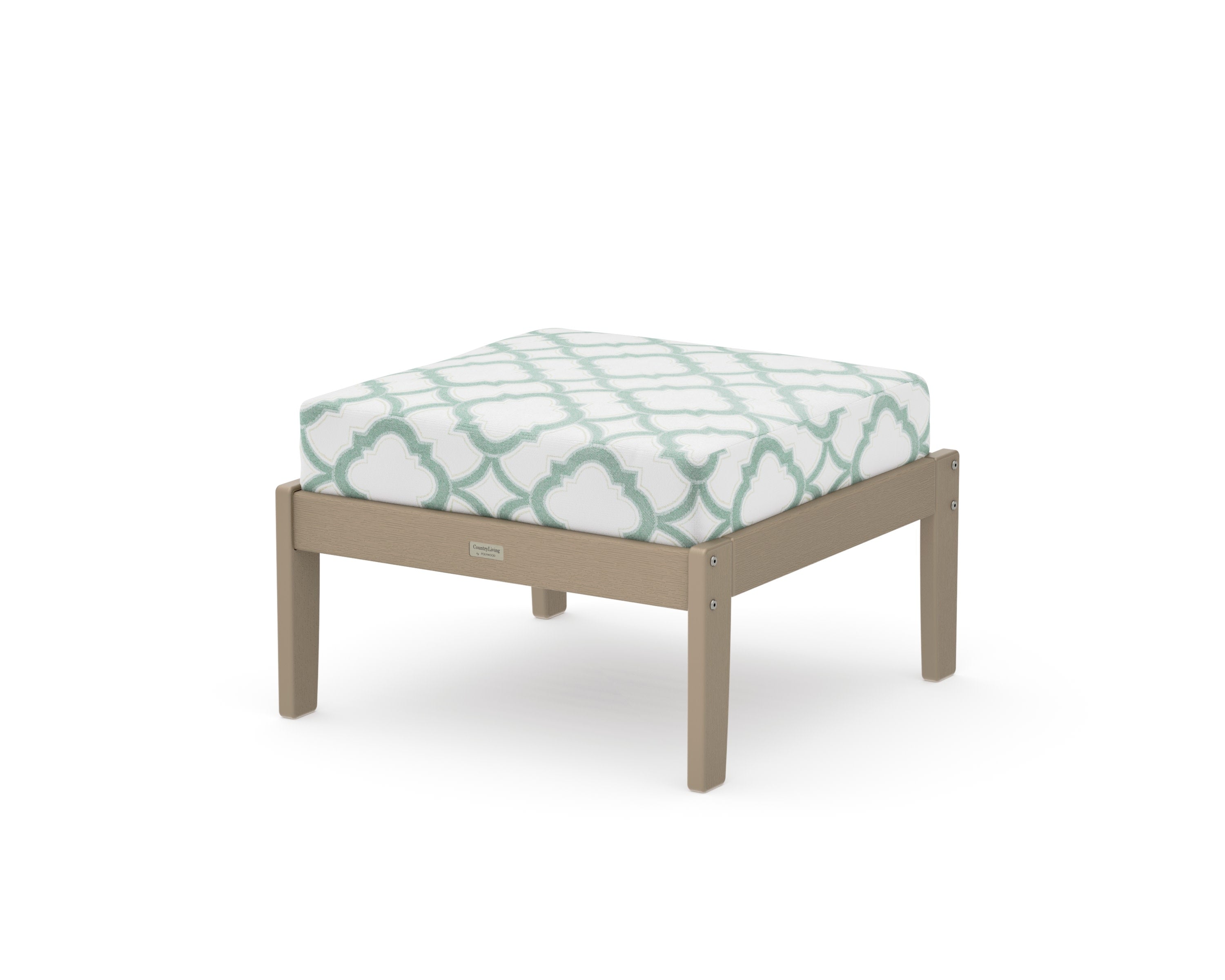 Cottage Deep Seating Ottoman in Vintage Sahara / Trellis Glacier Spa
