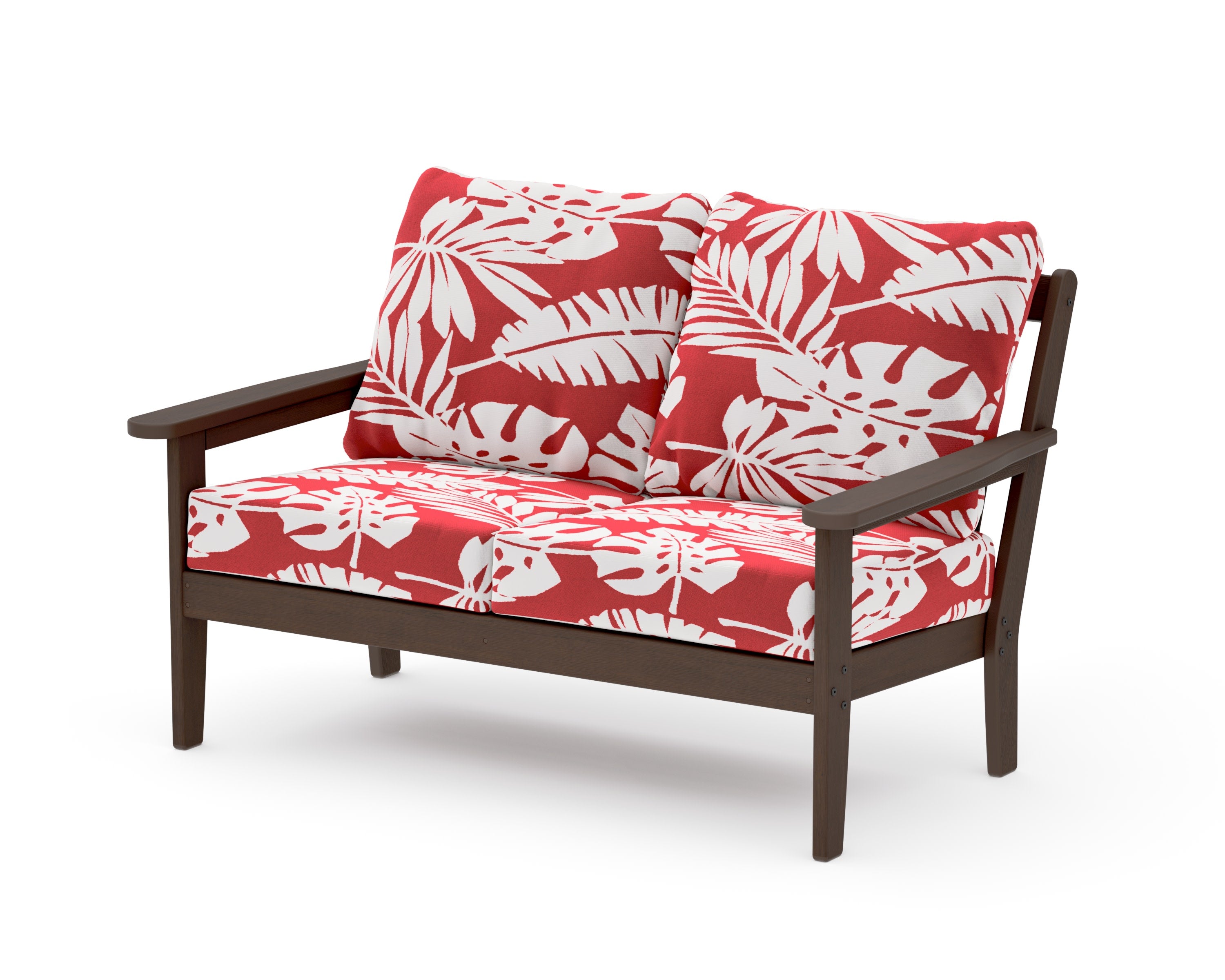 Cottage Deep Seating Loveseat in Kona / Leaf Crimson