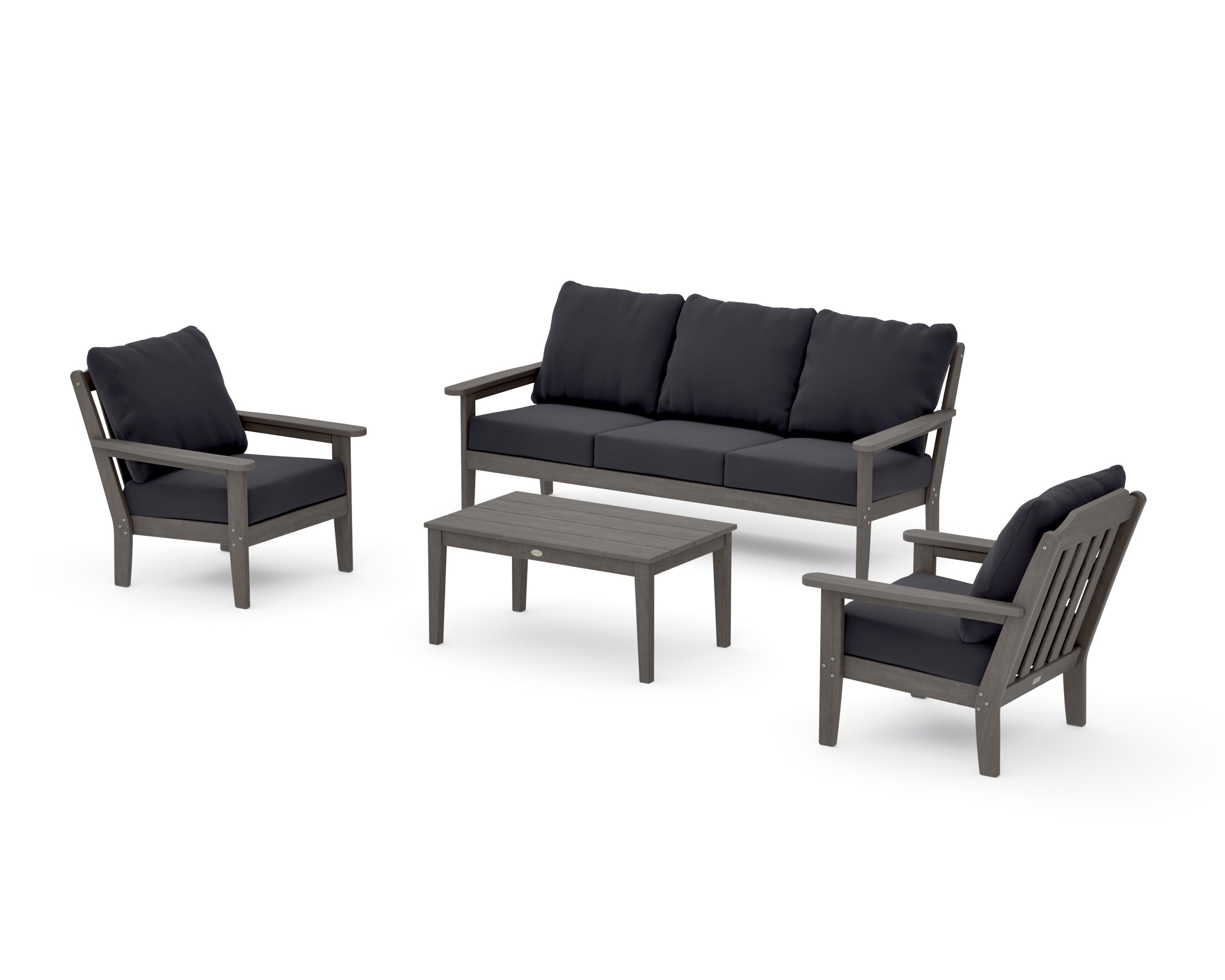 Cottage 4-Piece Deep Seating Set with Sofa in Driftwood / Midnight Linen