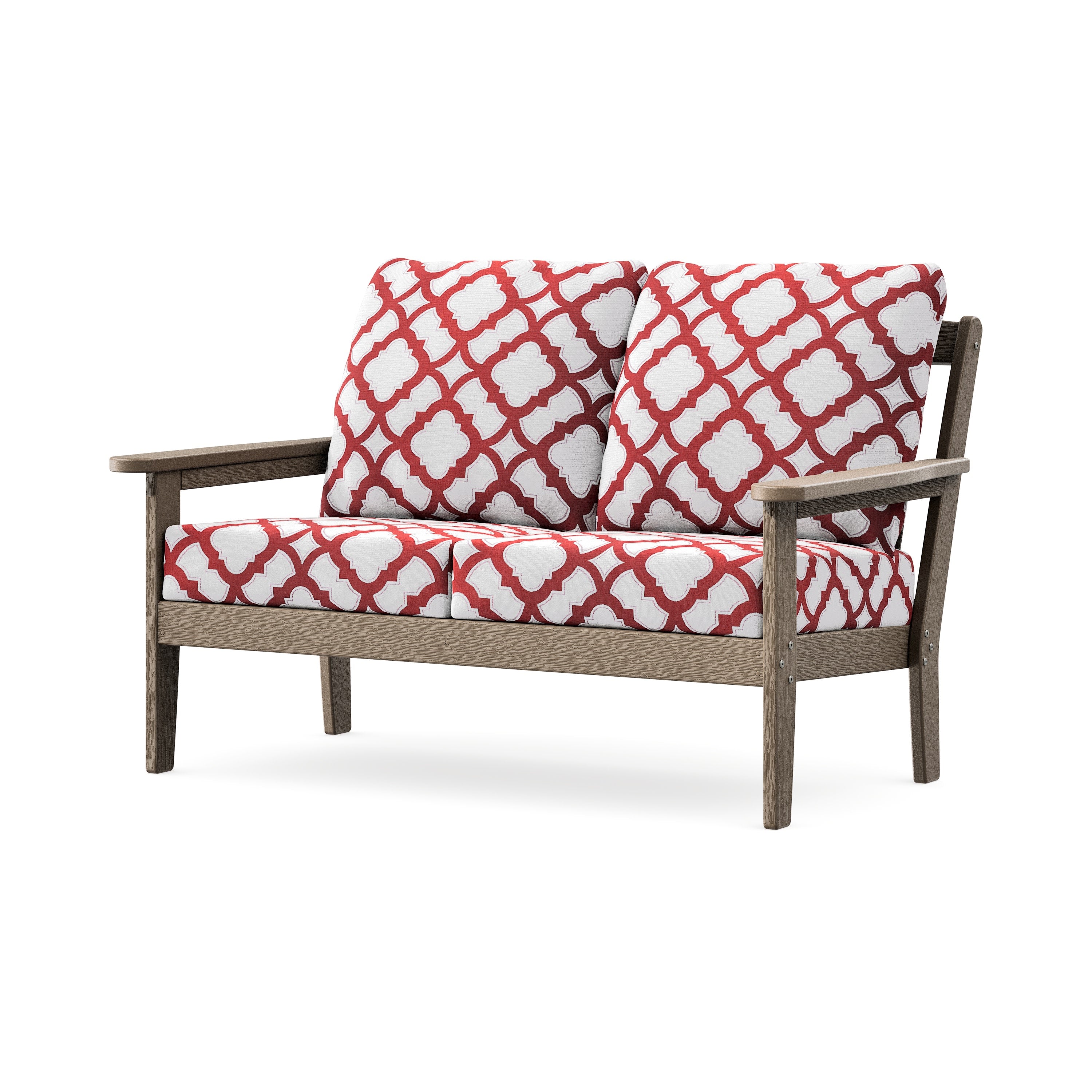 Cottage Deep Seating Loveseat in Vintage Sahara / Trellis Crimson