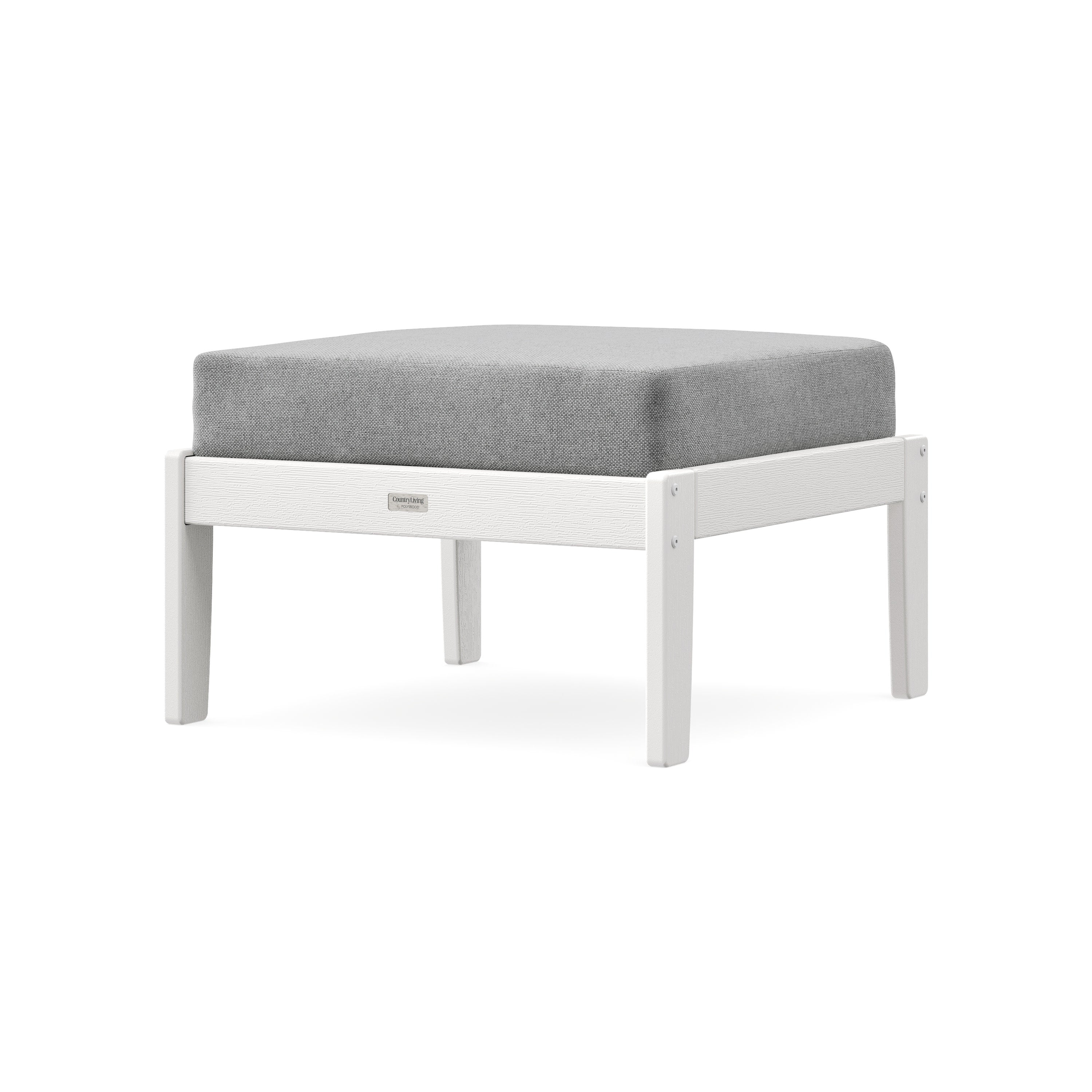 Cottage Deep Seating Ottoman in Vintage White / Grey Mist