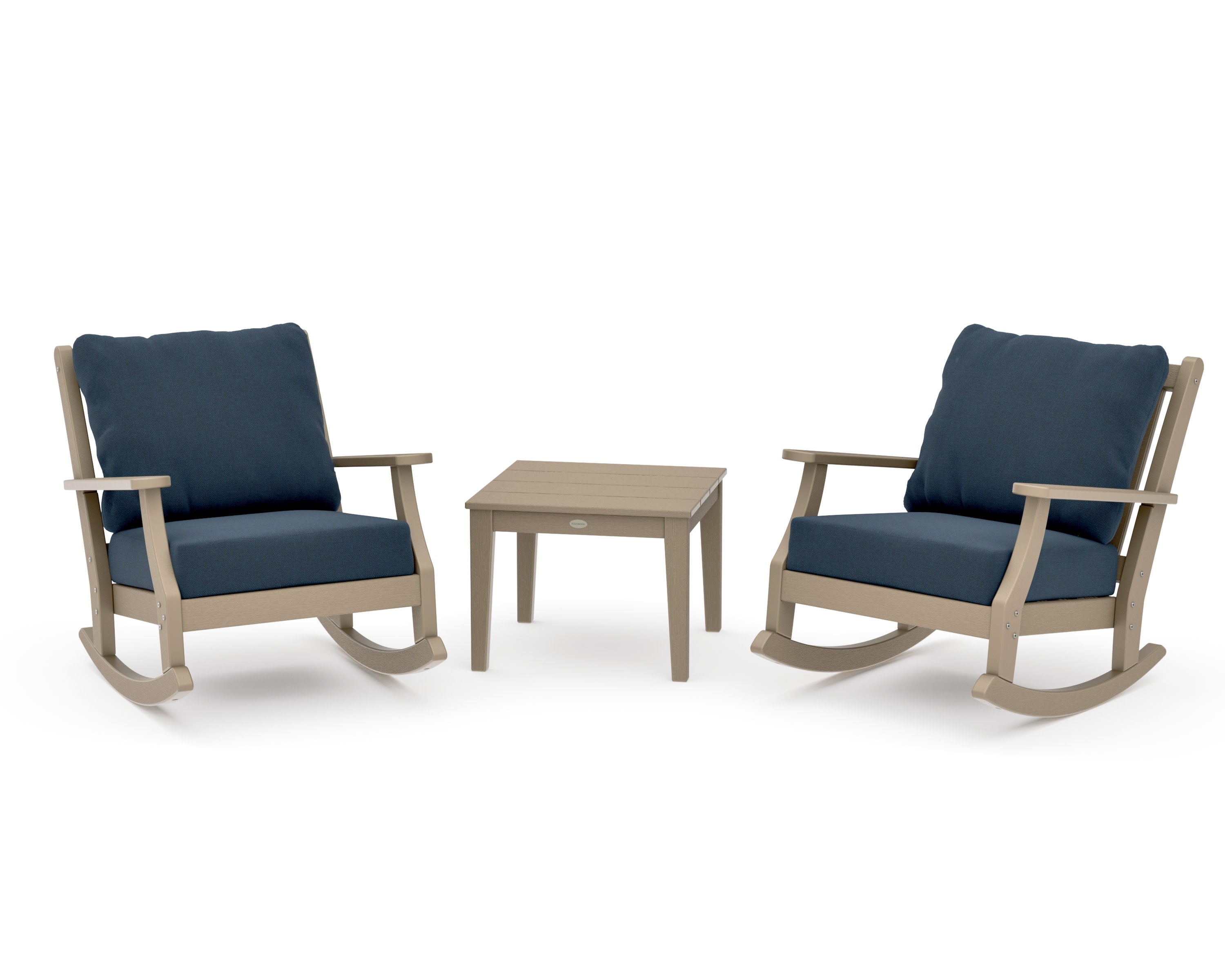 Wovendale 3-Piece Deep Seating Rocker Set in Vintage Sahara / Marine Indigo