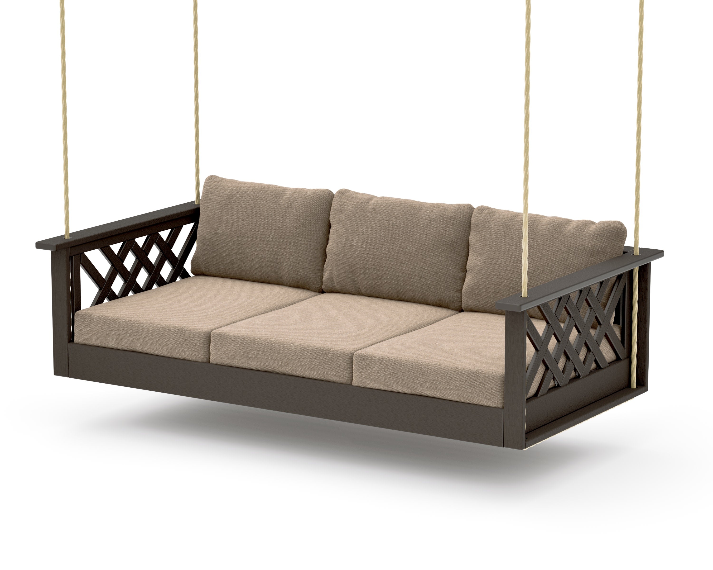 Wovendale Daybed Swing in Vintage Coffee / Spiced Burlap