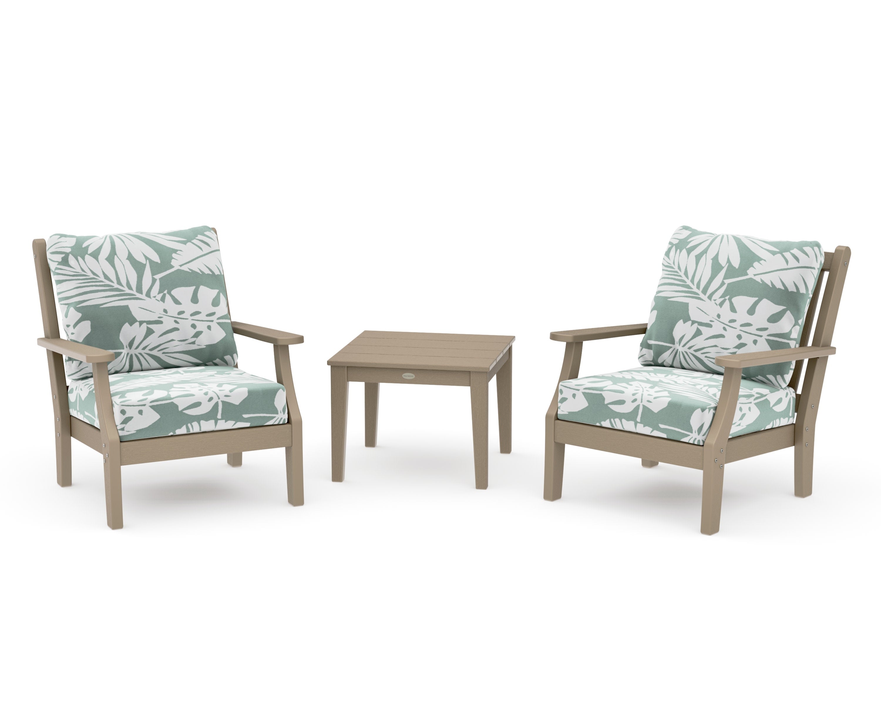 Wovendale 3-Piece Deep Seating Set in Vintage Sahara / Leaf Glacier Spa