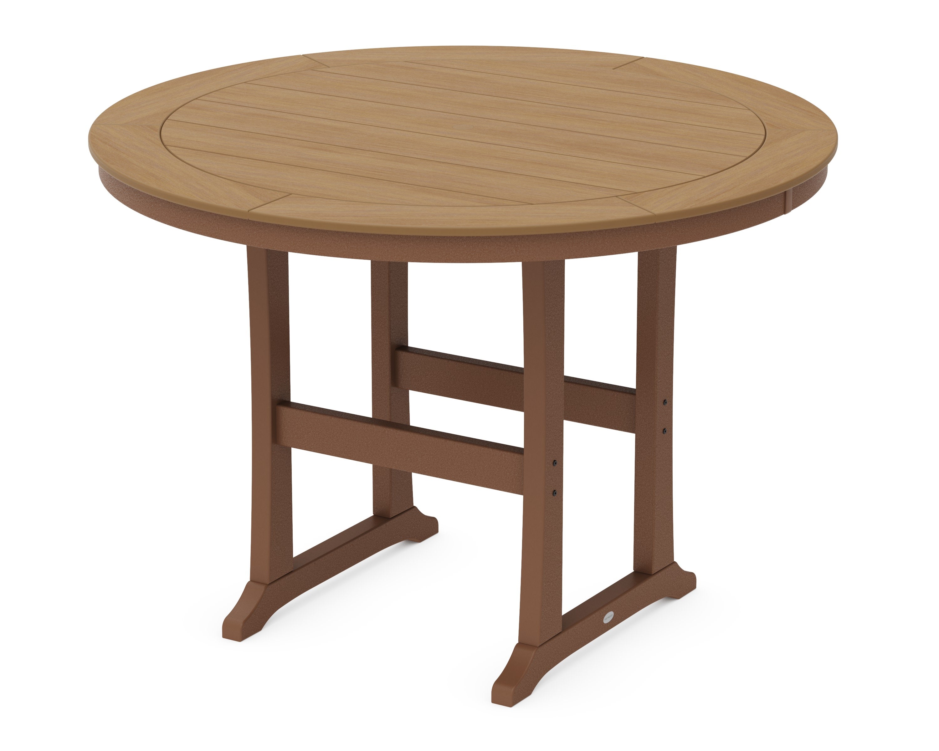 Nautical Trestle 60" Round Bar Table in Teak / Natural