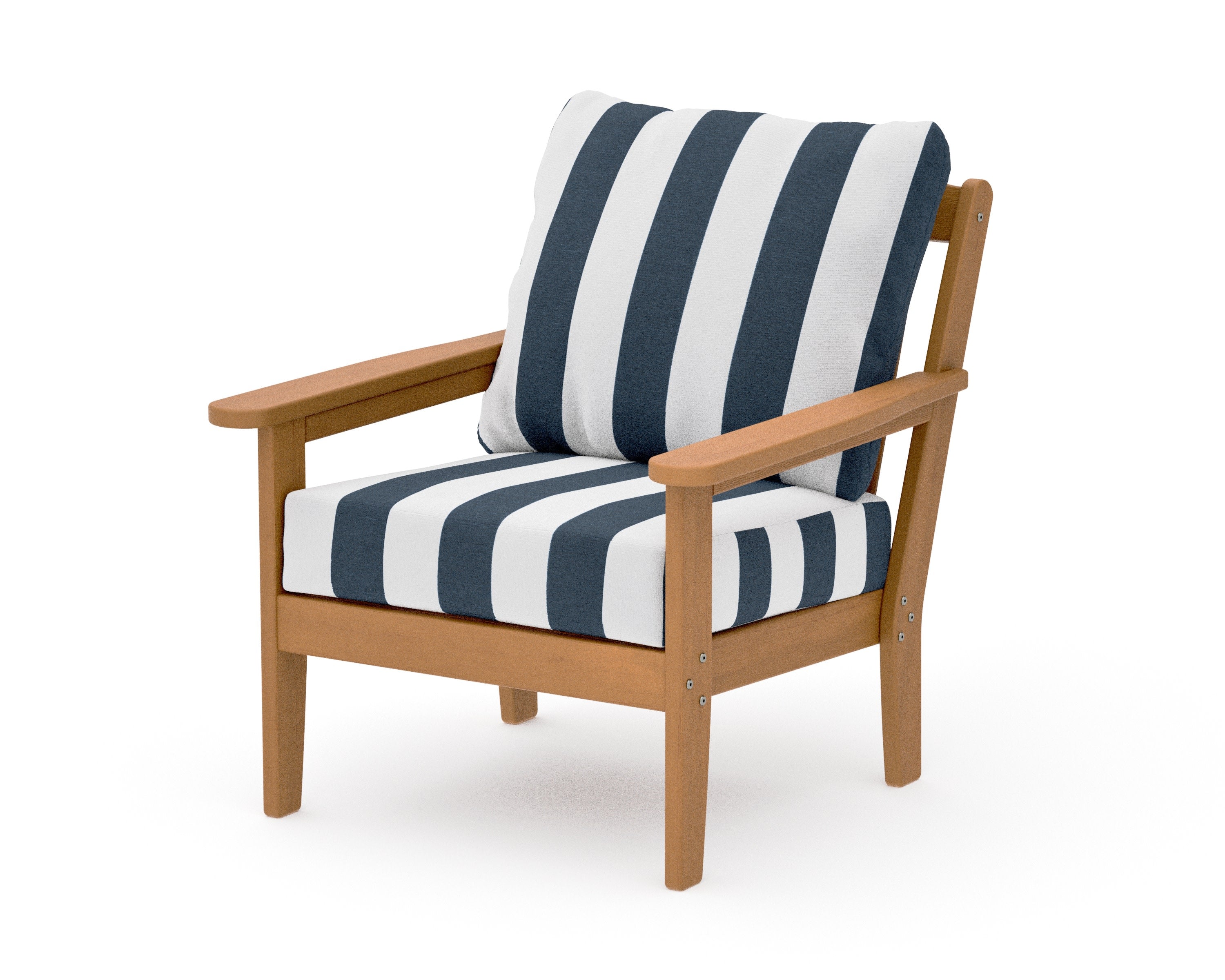 Cottage Deep Seating Chair in Natural / Cabana Stripe Marine Indigo