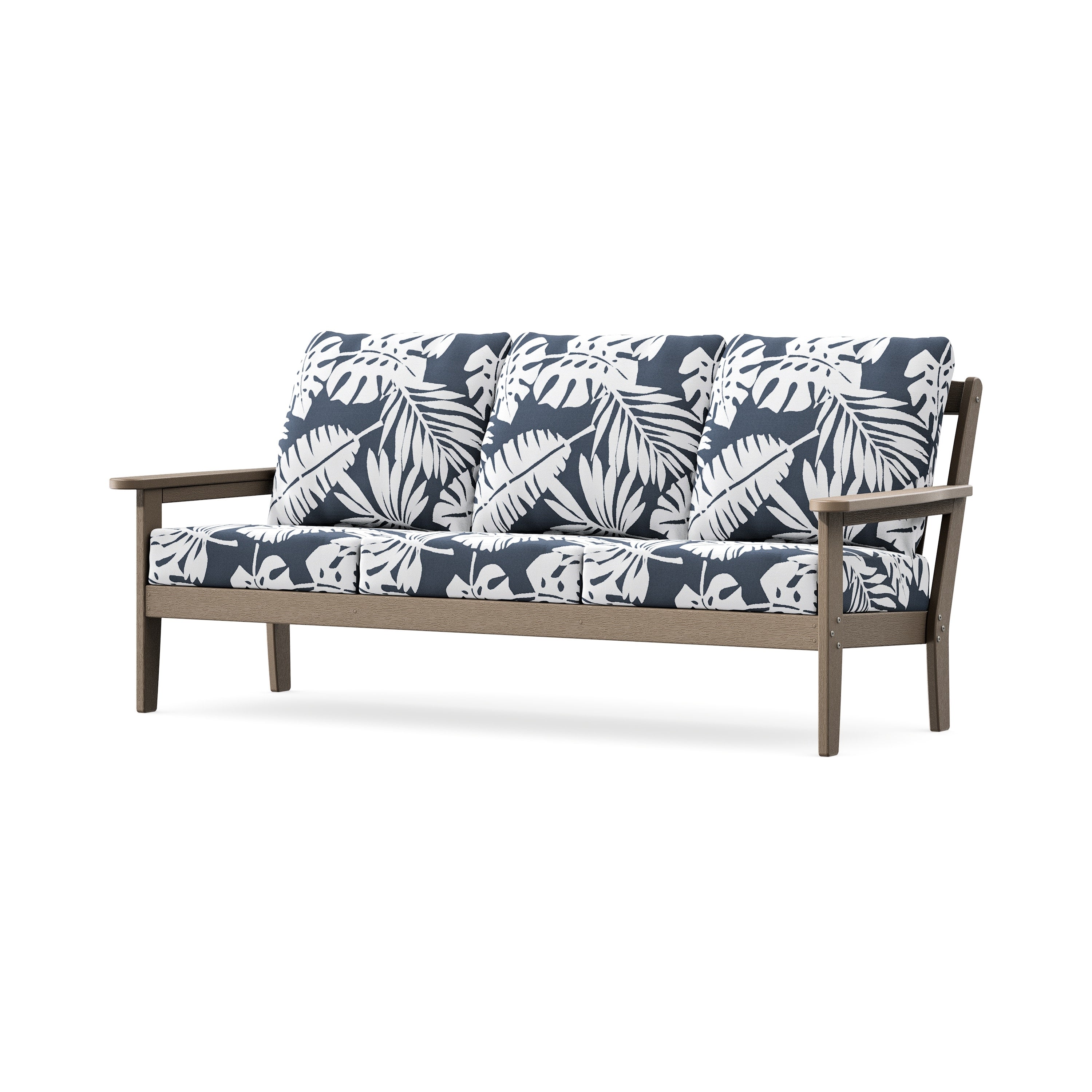Cottage Deep Seating Sofa in Vintage Sahara / Leaf Marine Indigo