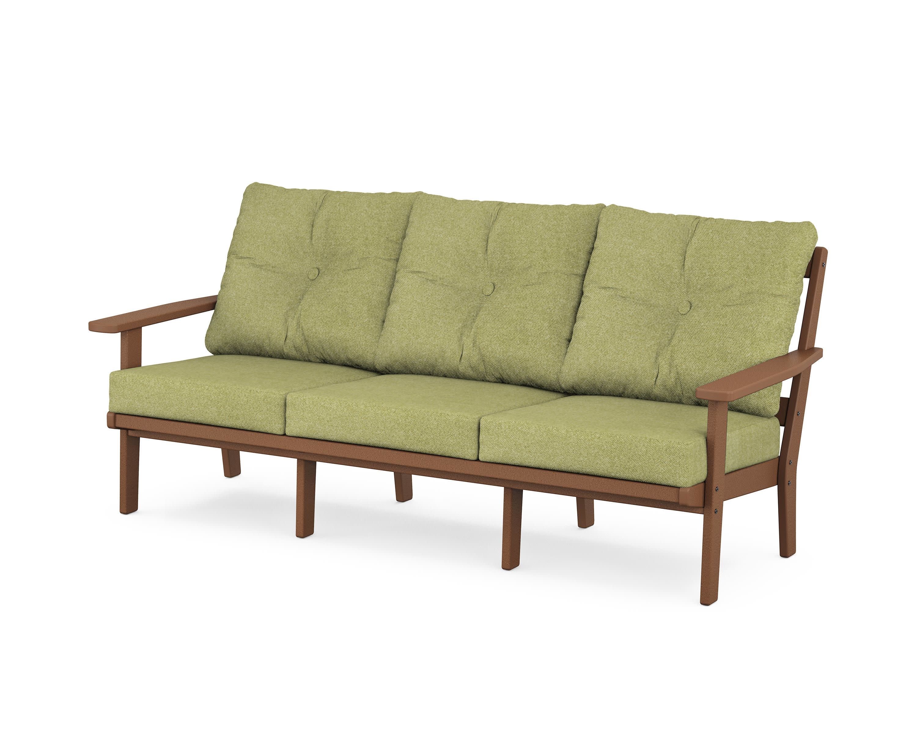 PrairieDeep Seating Sofa in Teak / Chartreuse Boucle
