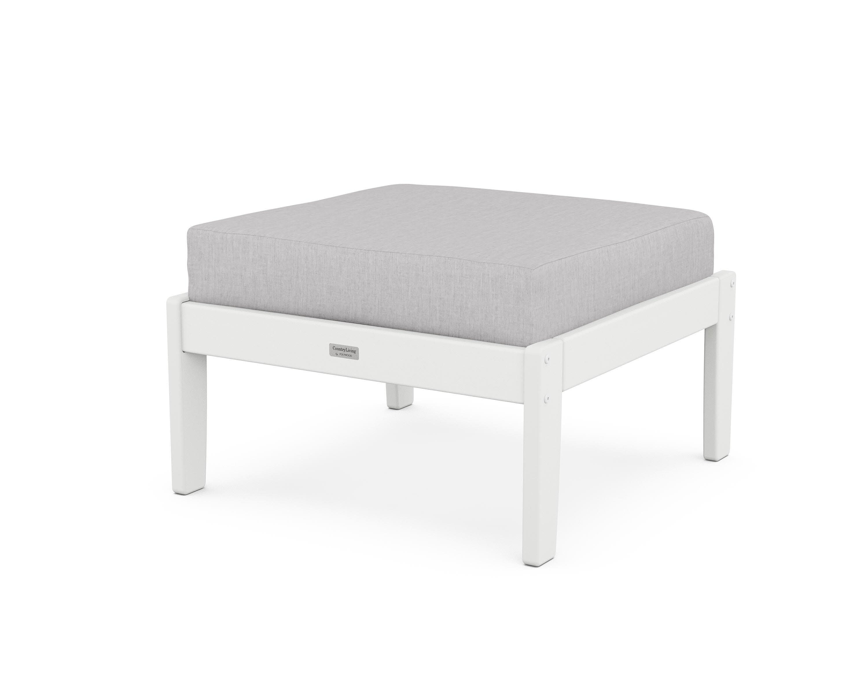 Cottage Deep Seating Ottoman in White / Granite